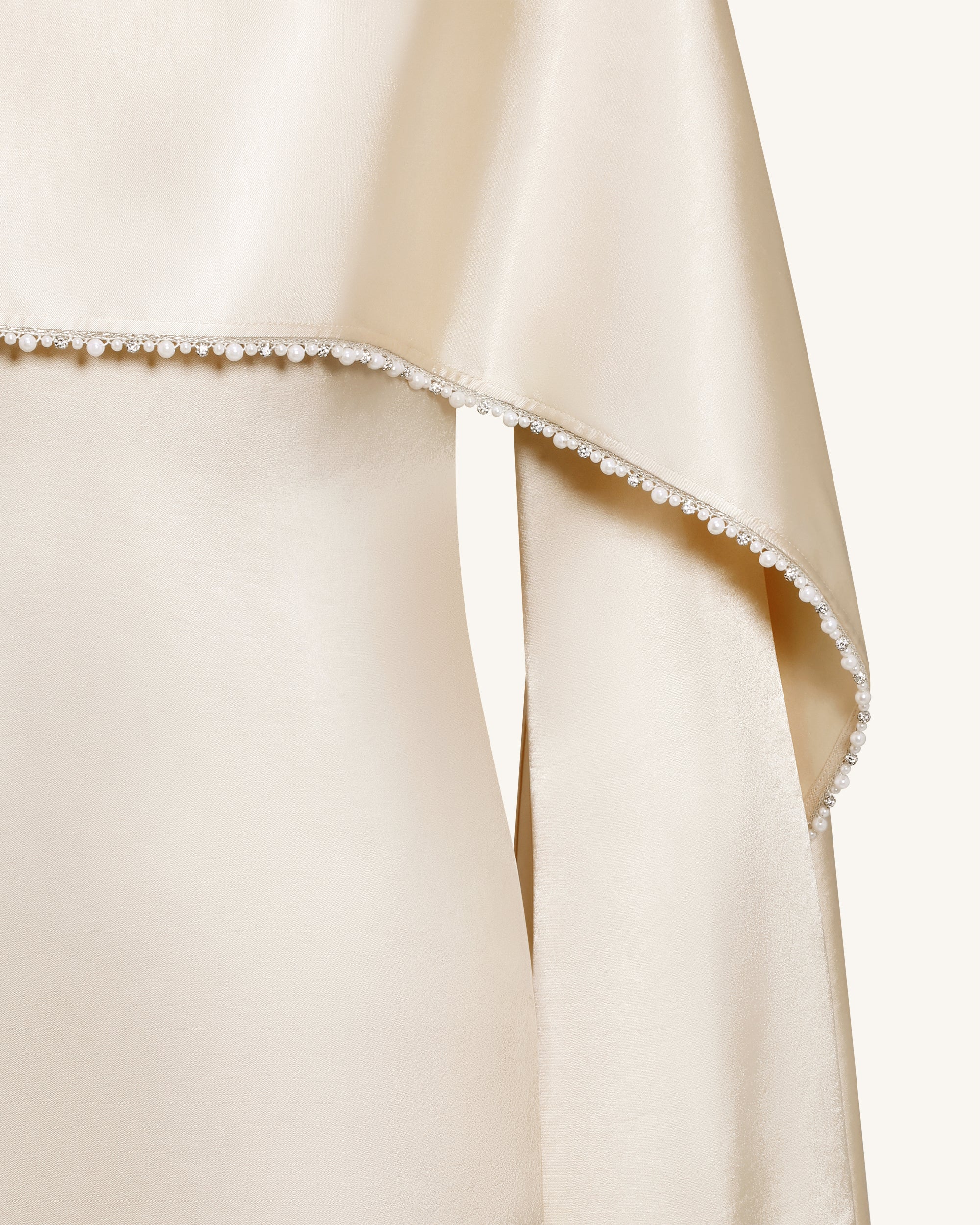 198Perlenbesetztes Maxikleid mit Umhangärmeln und U-Boot-Ausschnitt - Creme - Image 6