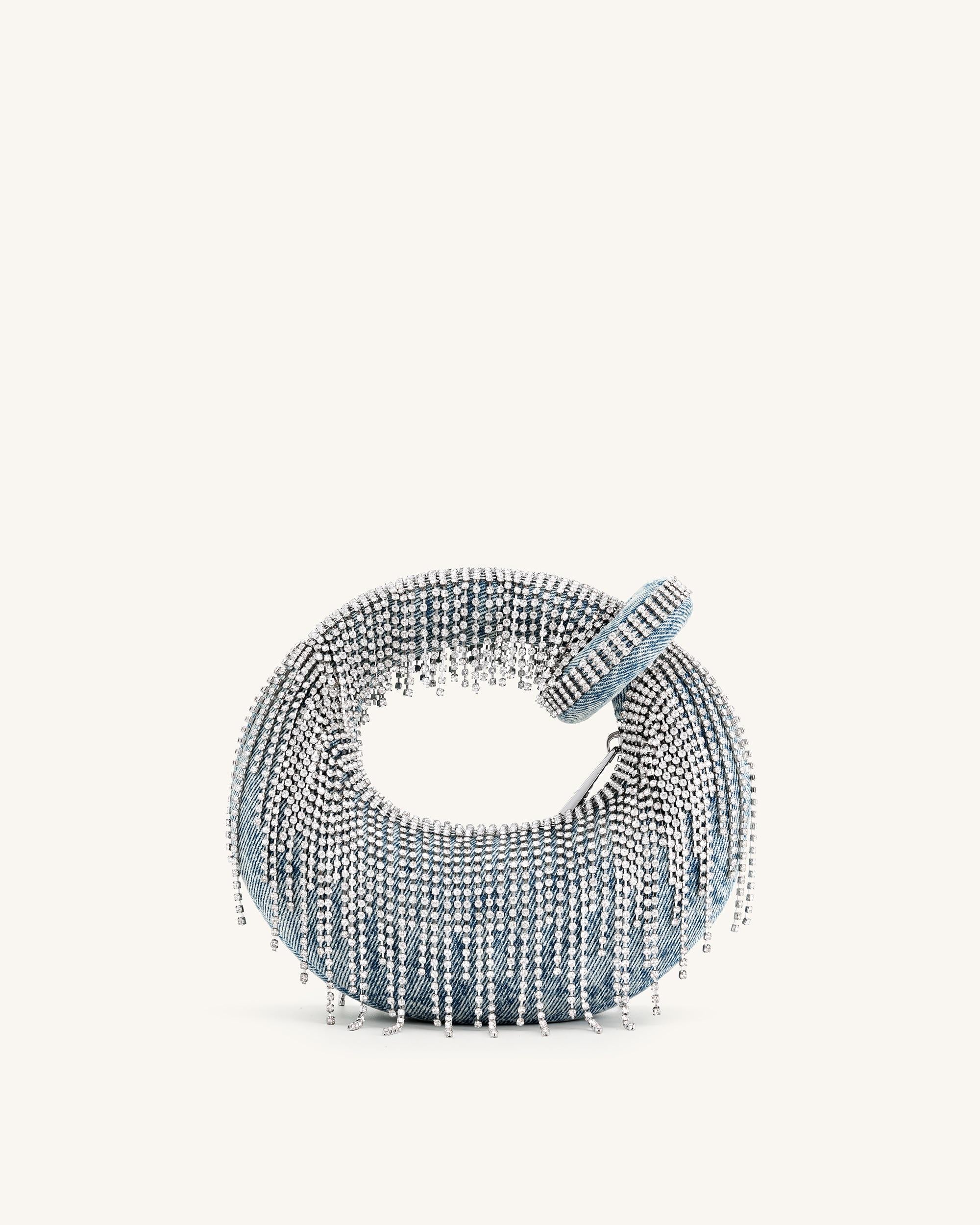 Abacus Denim Künstliche Kristall Mini-Handtasche mit Obergriff - Blau - Image 3