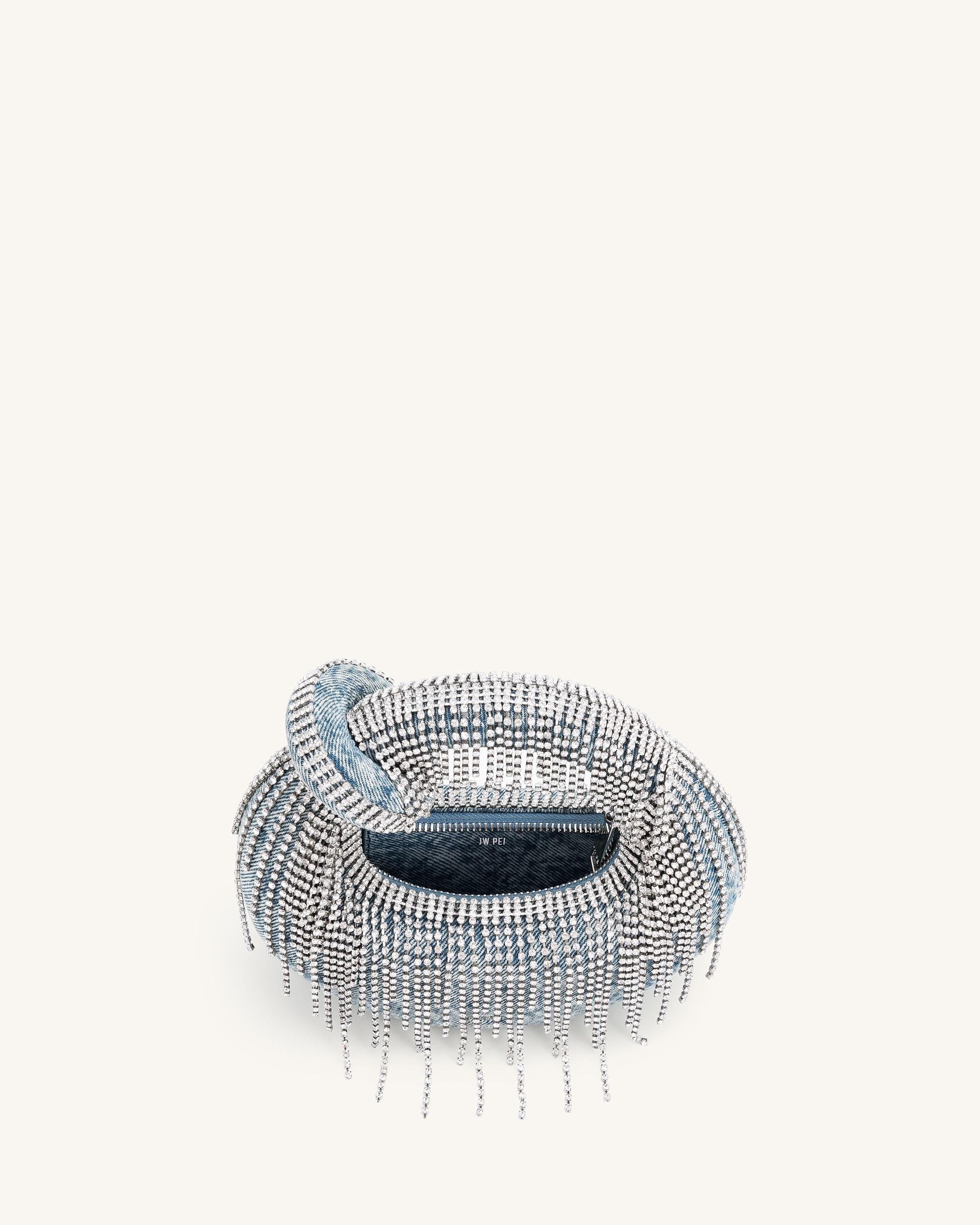 Abacus Denim Künstliche Kristall Mini-Handtasche mit Obergriff - Blau - Image 4