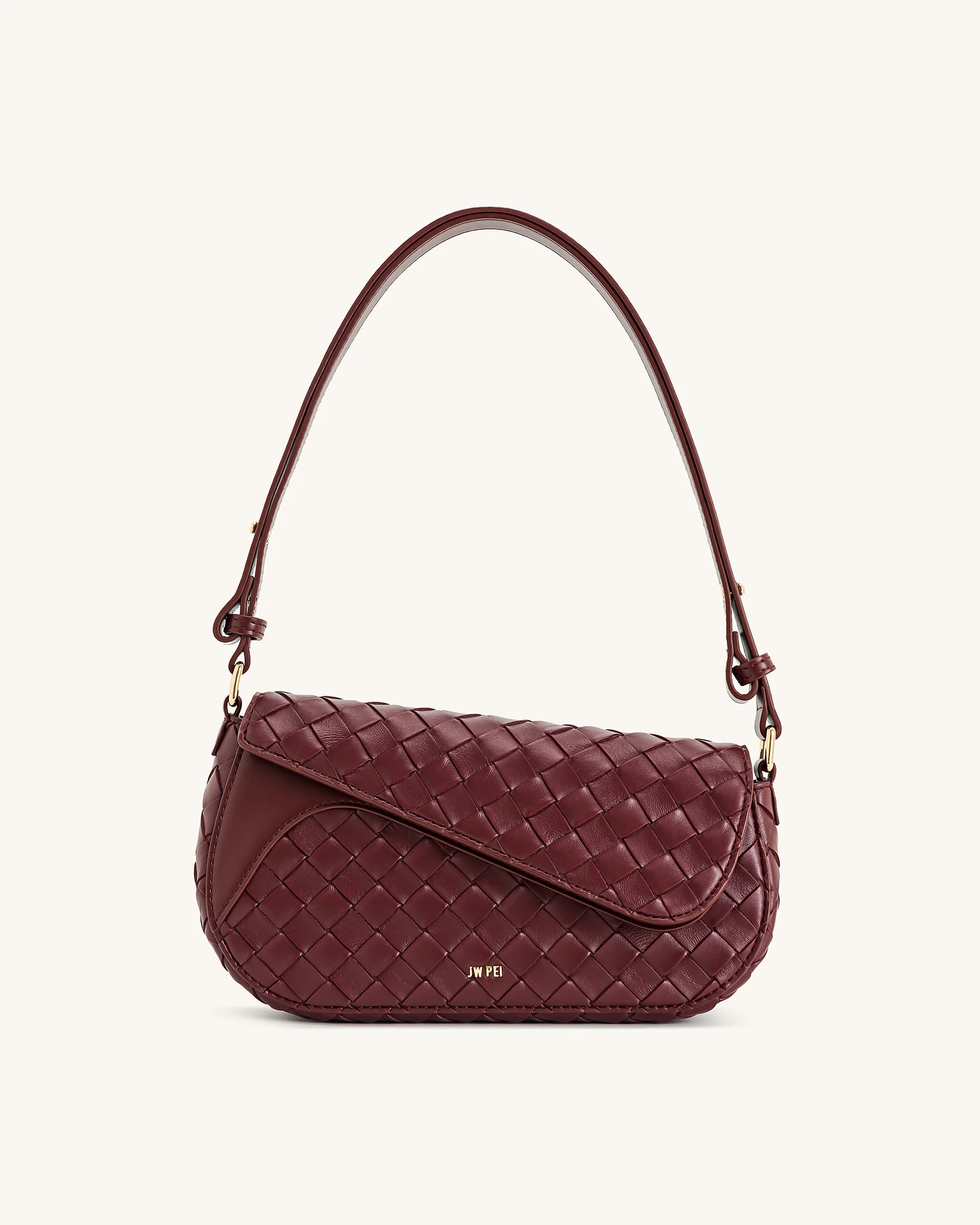 Addisyn Schultertasche mit Flechtstruktur – Burgunderrot