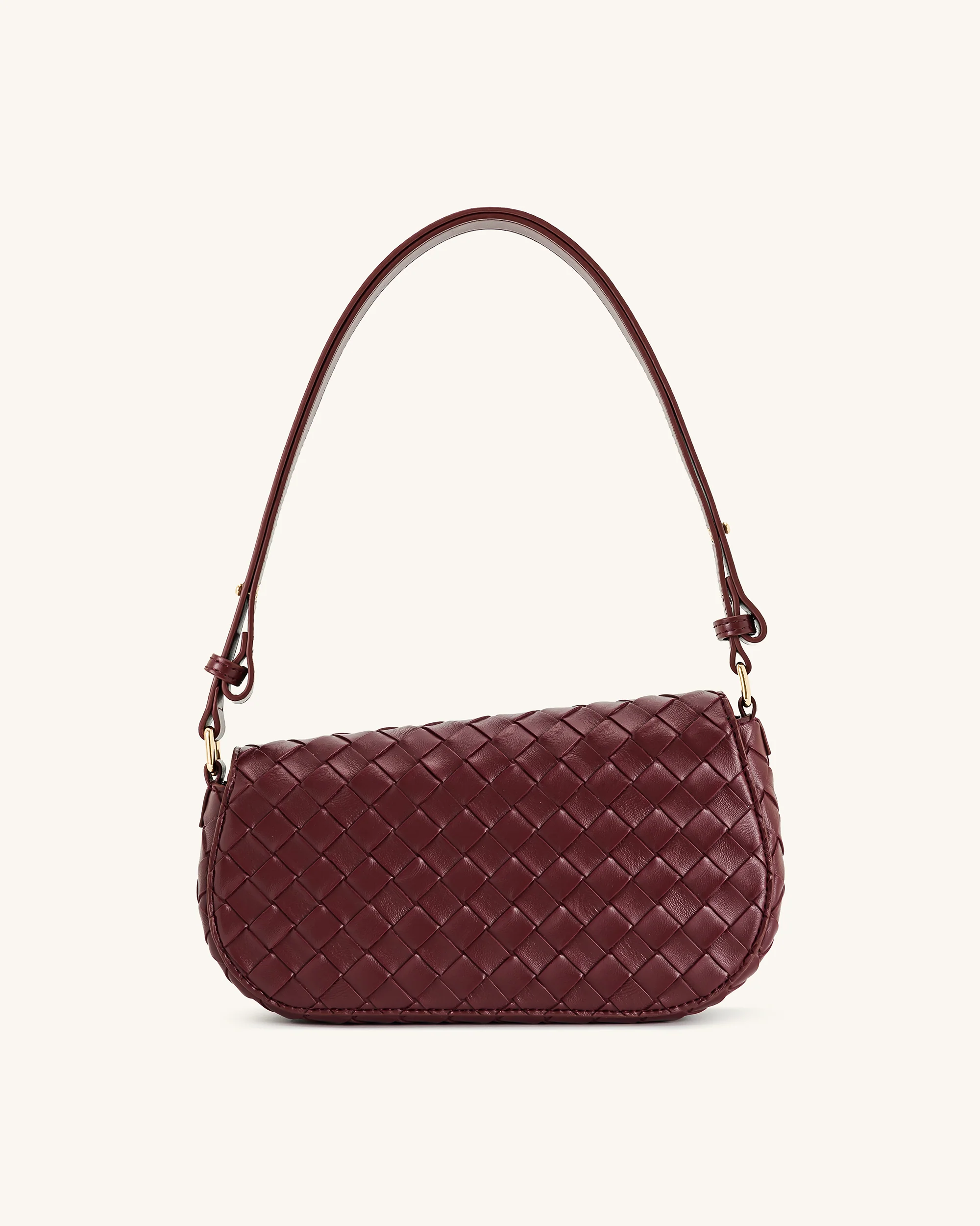 Addisyn Schultertasche mit Flechtstruktur – Burgunderrot - Image 3