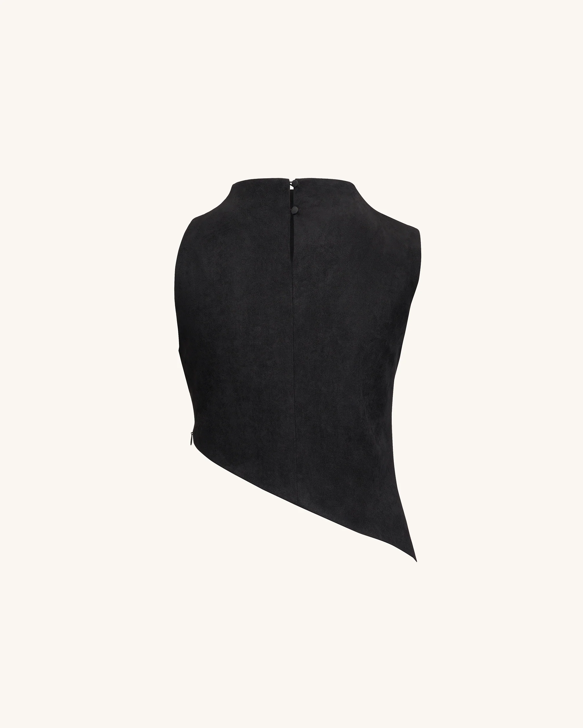 Adeline Asymmetrisches Fransen-Suede-Top - Schwarz - Image 6