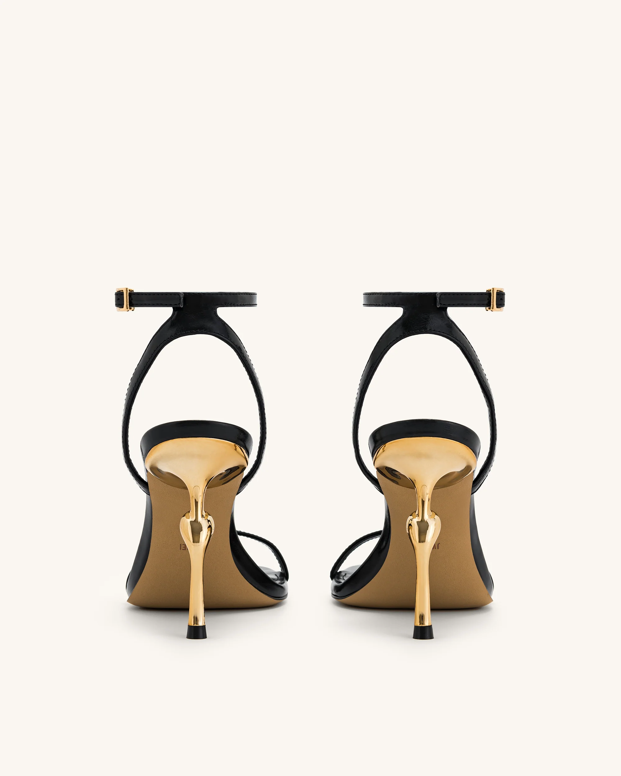 Alivia Gold Metal Heel Sandalen - Schwarz - Image 5