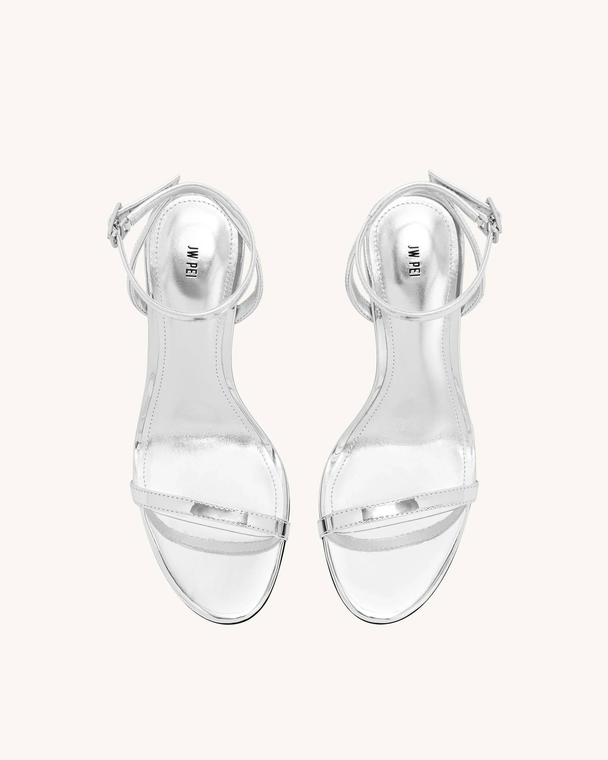 Alivia Goldene Sandalen mit Metallabsatz - Silber - Image 4