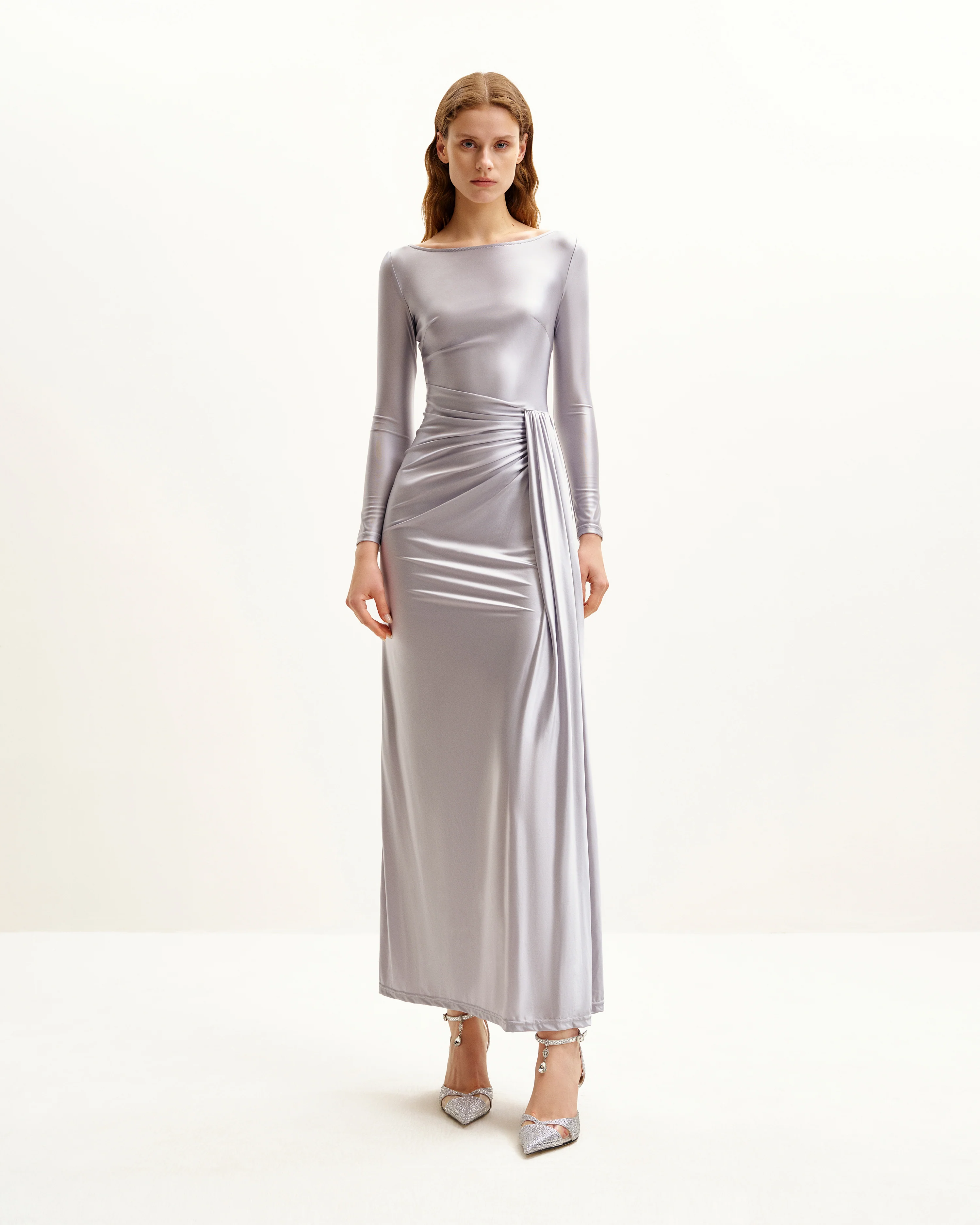 Amara Metallisches Rüschenkleid - Silber