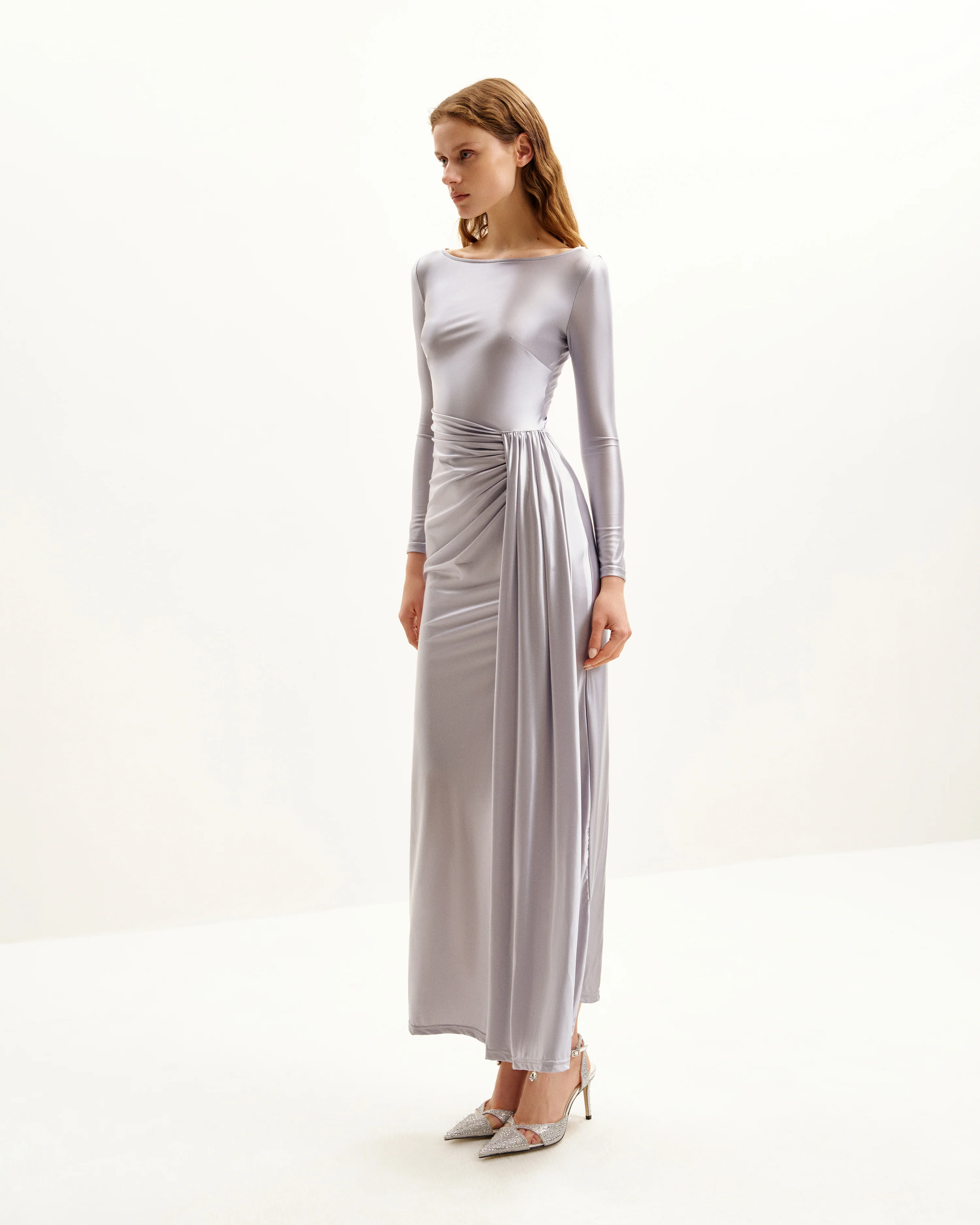 Amara Metallisches Rüschenkleid - Silber - Image 2