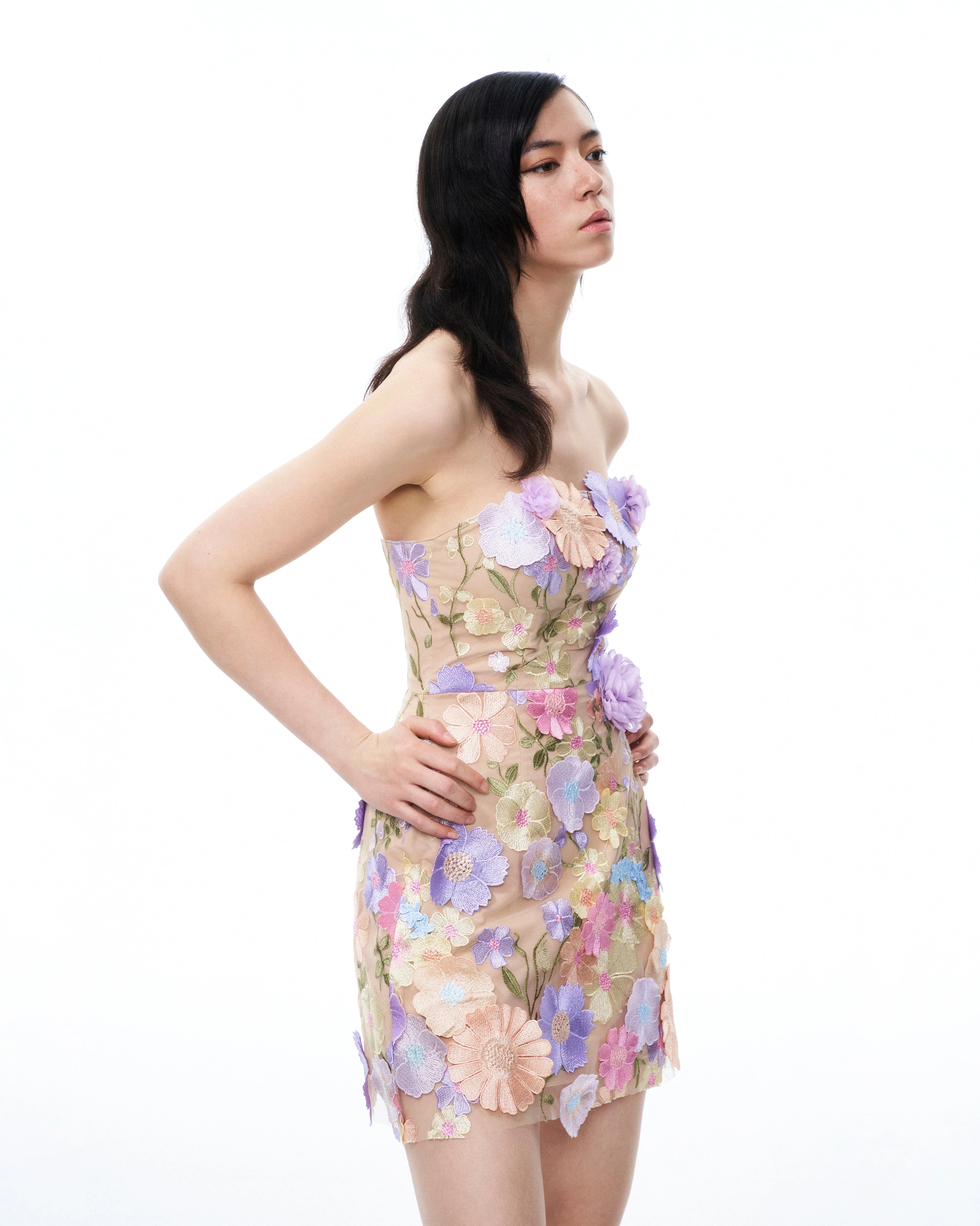 Amelie Besticktes Minikleid mit Blumen – Pastellfarben Mehrfarbig - Image 5