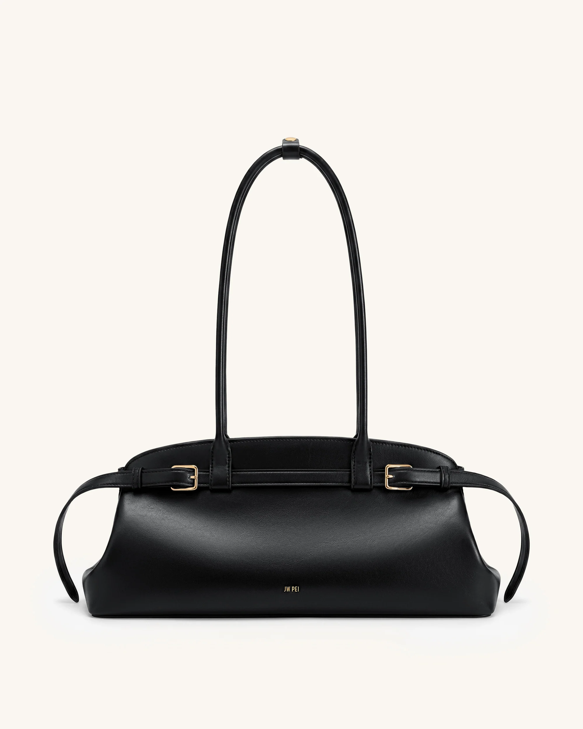 Arden East-West Schultertasche mit Gürteldetail - Schwarz