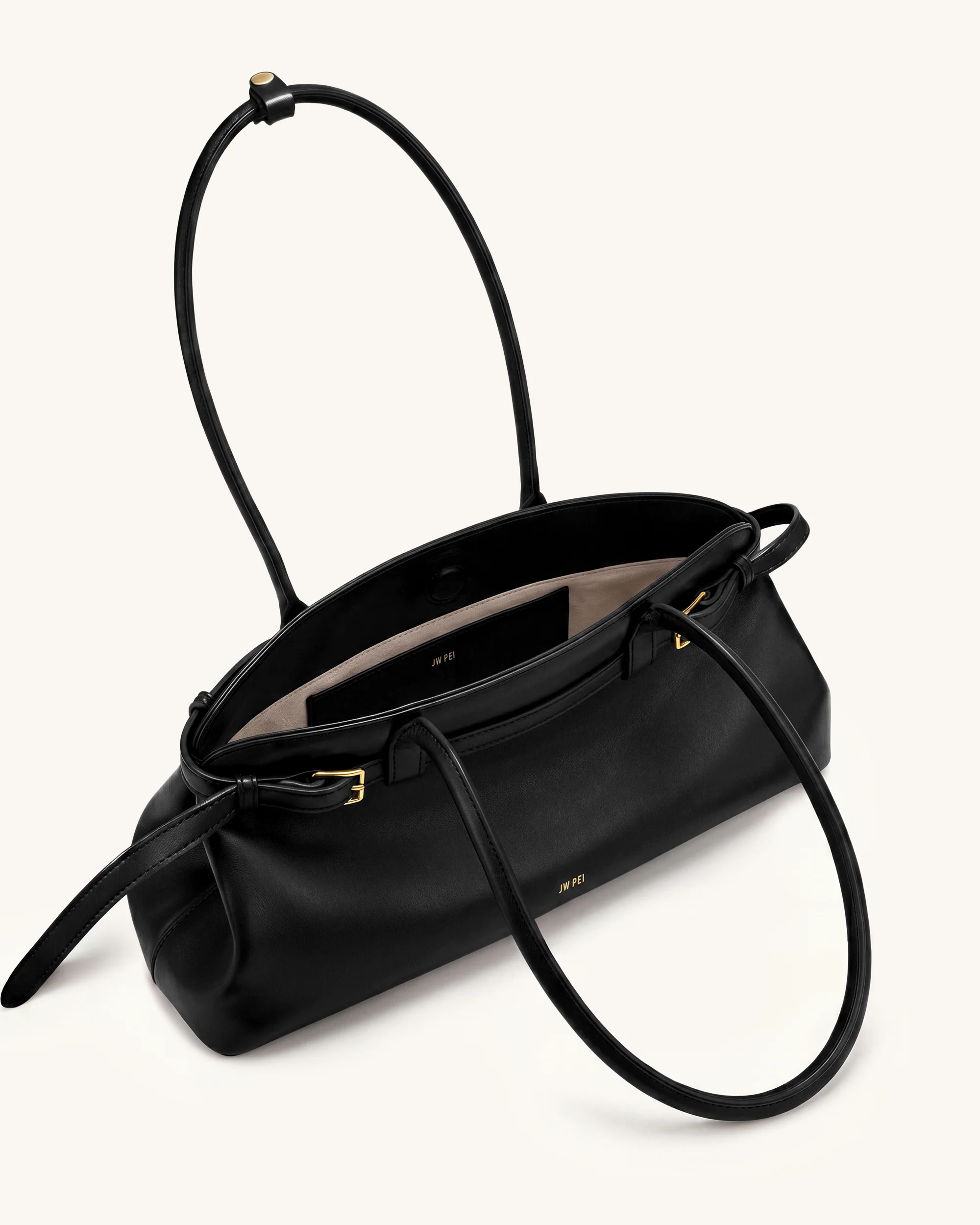 Arden East-West Schultertasche mit Gürteldetail - Schwarz - Image 4