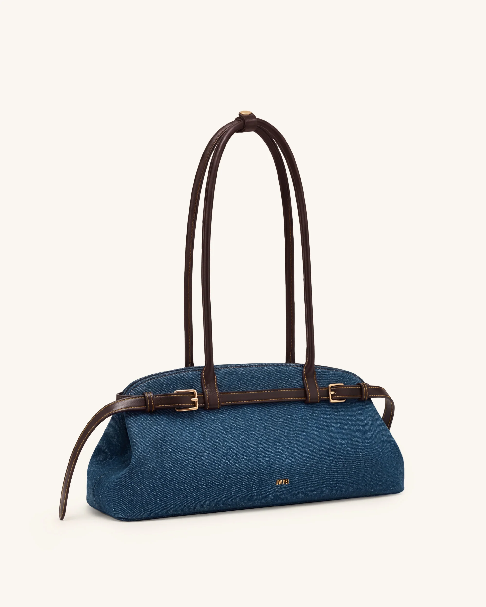 Arden East-West-Schultertasche mit Gürtelschnalle - Blaue Jeans - Image 2