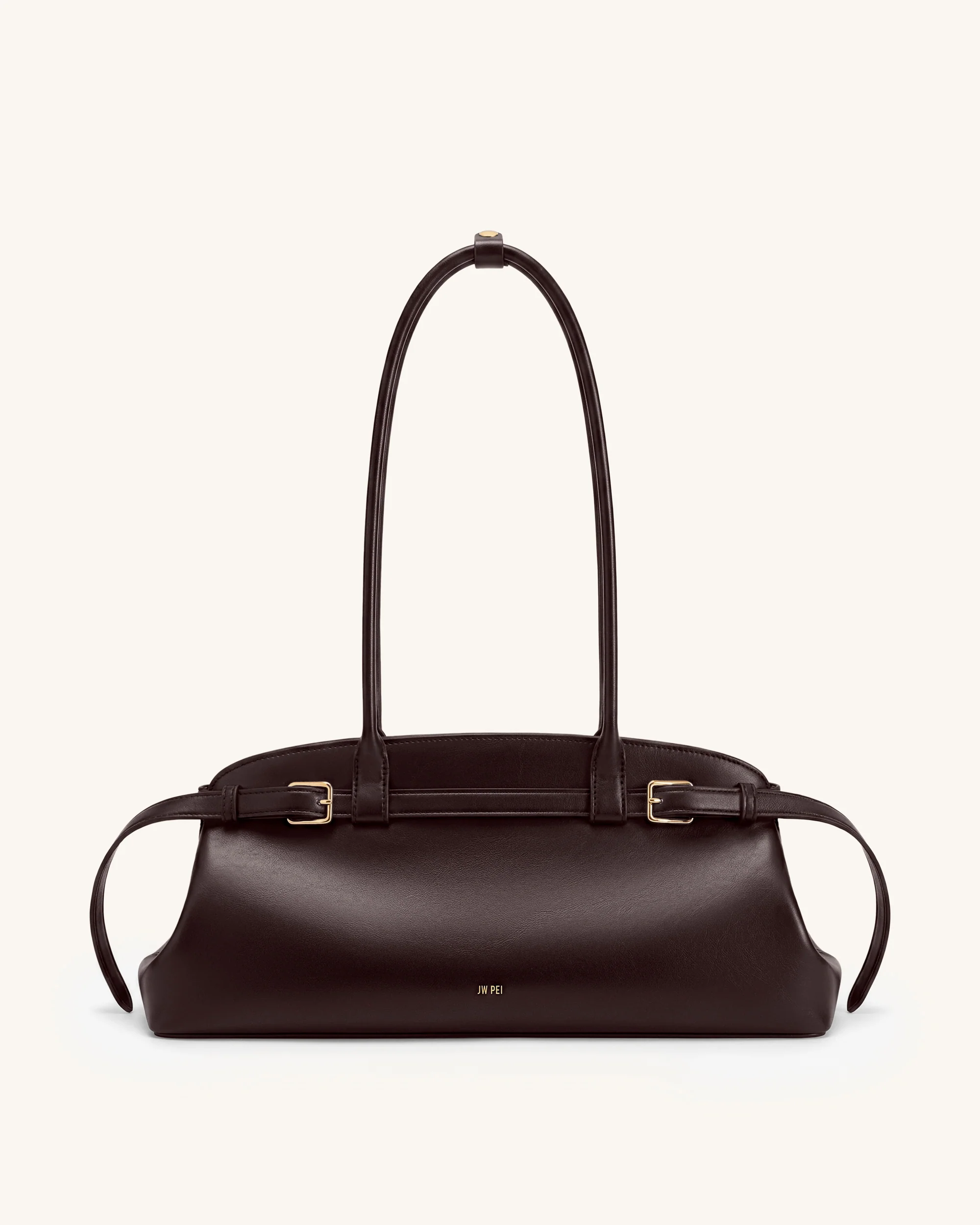 Arden East-West Schultertasche mit Gürteldetail - Dunkelbraun