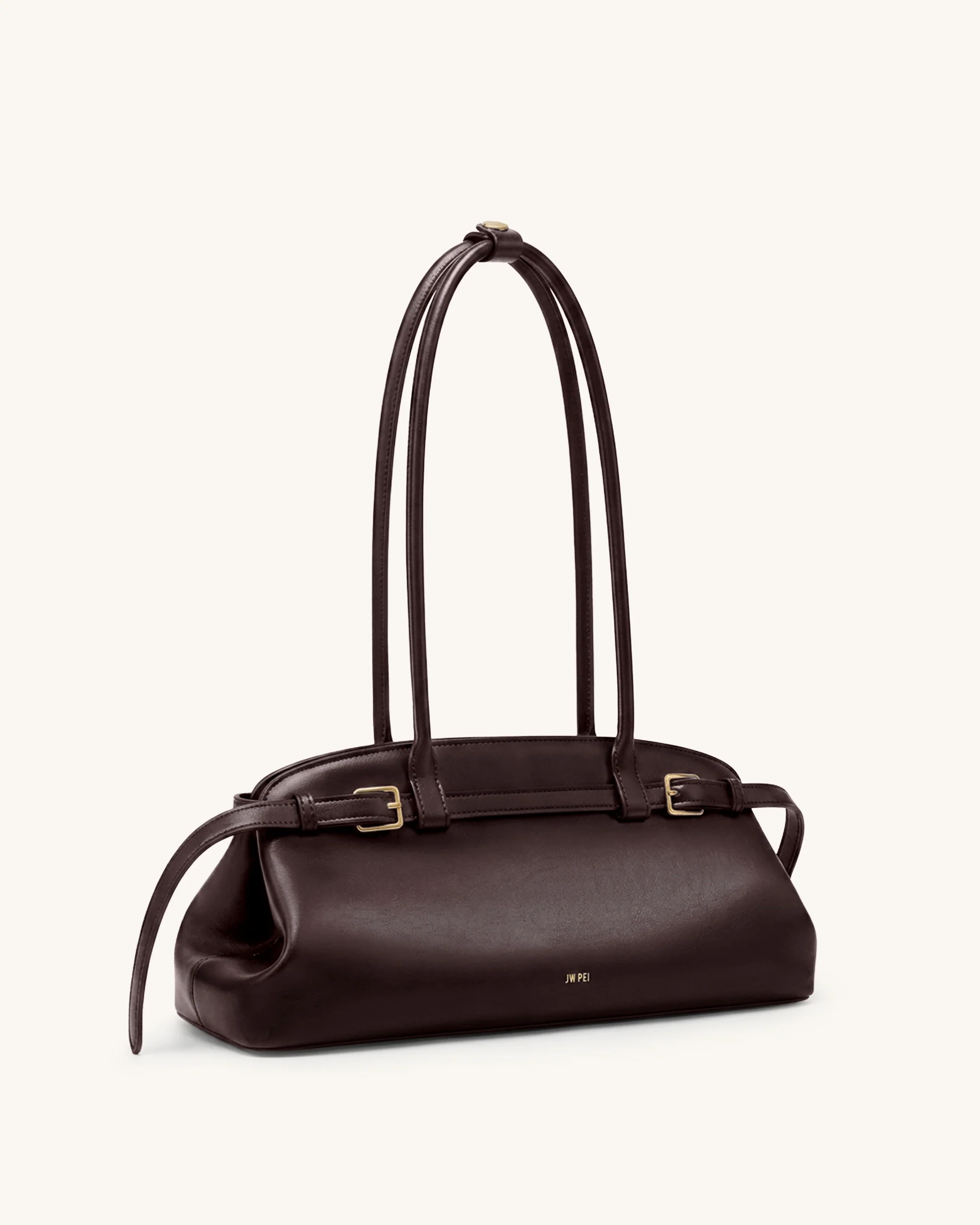 Arden East-West Schultertasche mit Gürteldetail - Dunkelbraun - Image 2
