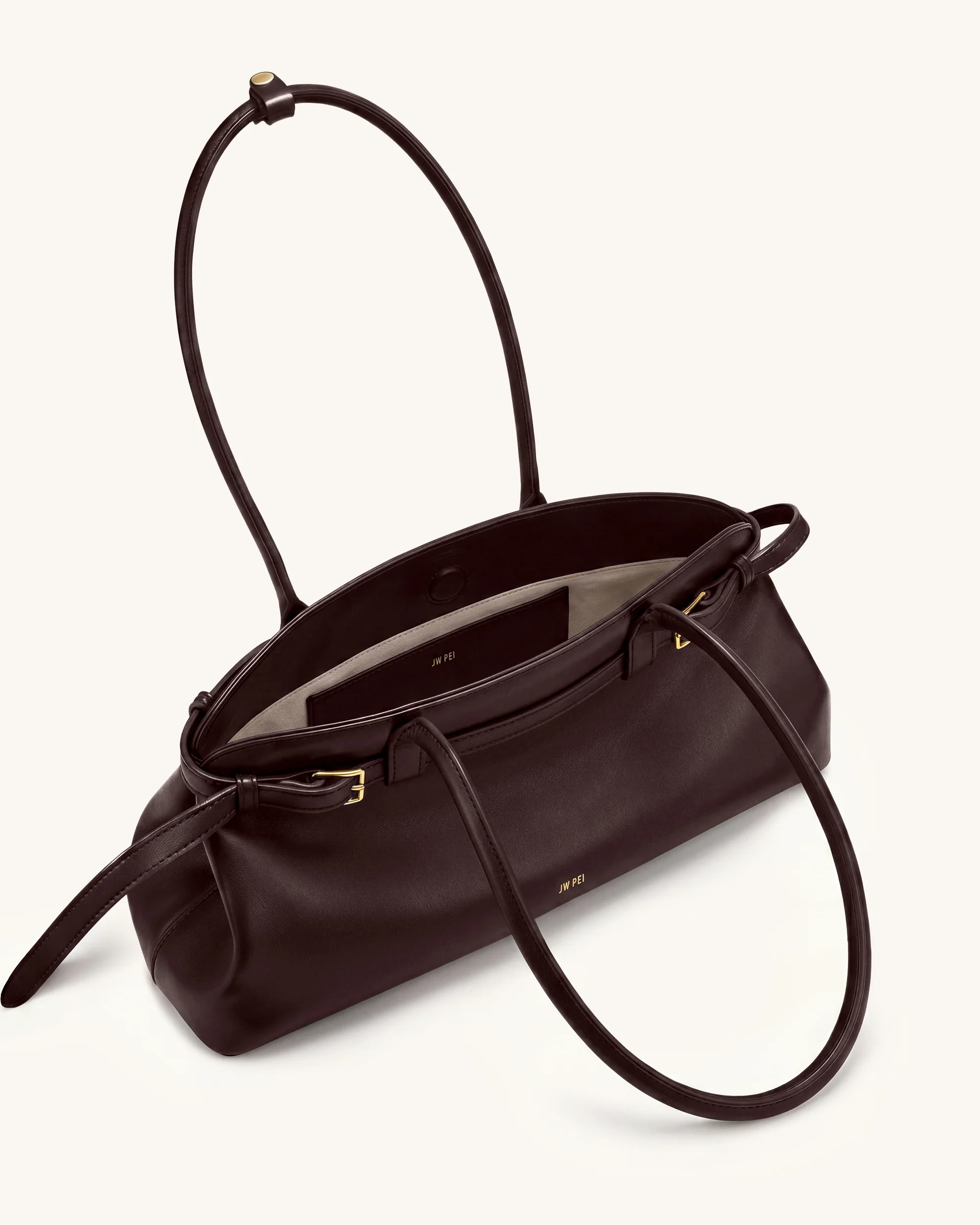 Arden East-West Schultertasche mit Gürteldetail - Dunkelbraun - Image 4