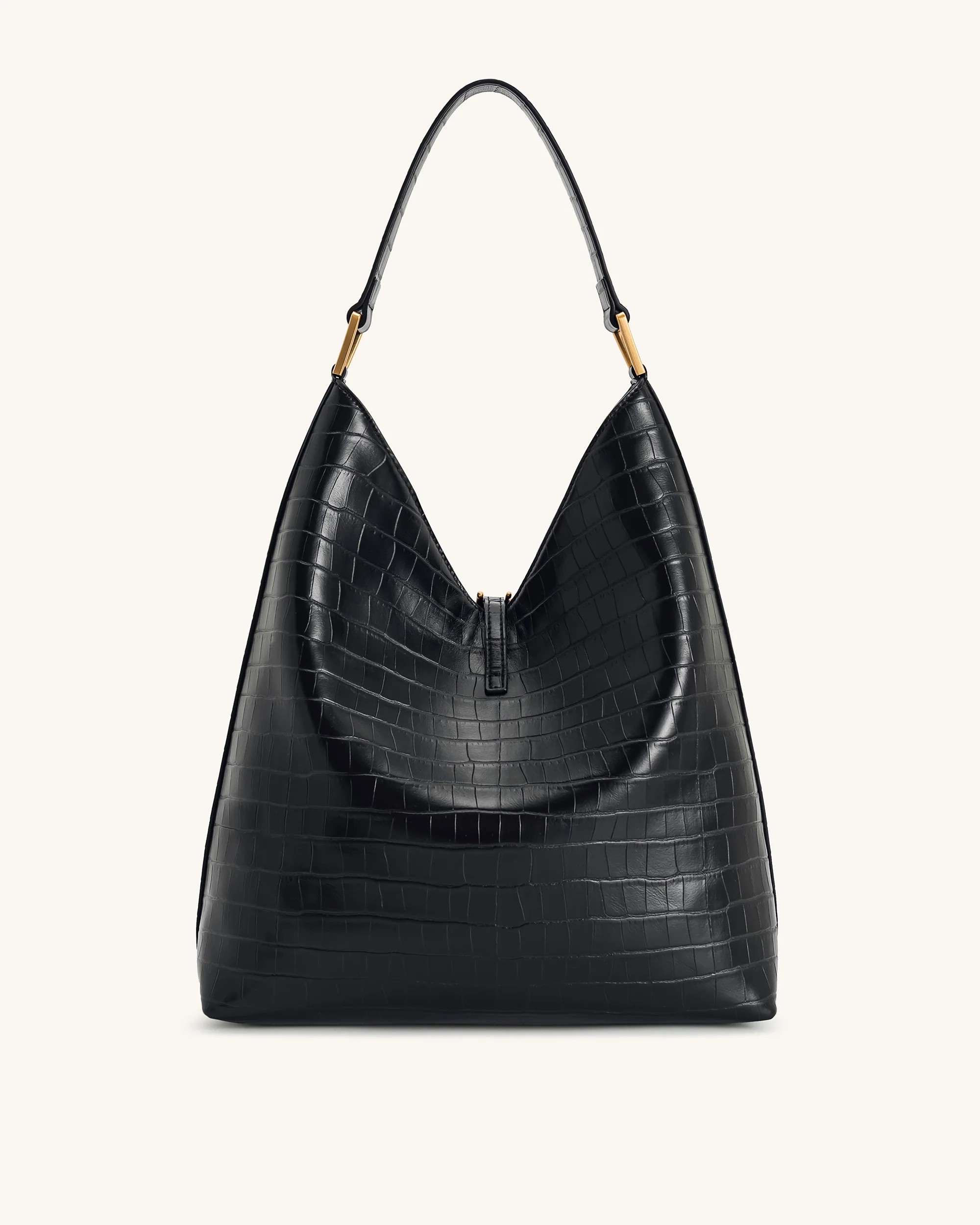 Aria Schultertasche – Schwarzes Krokodilleder-Design - Image 3