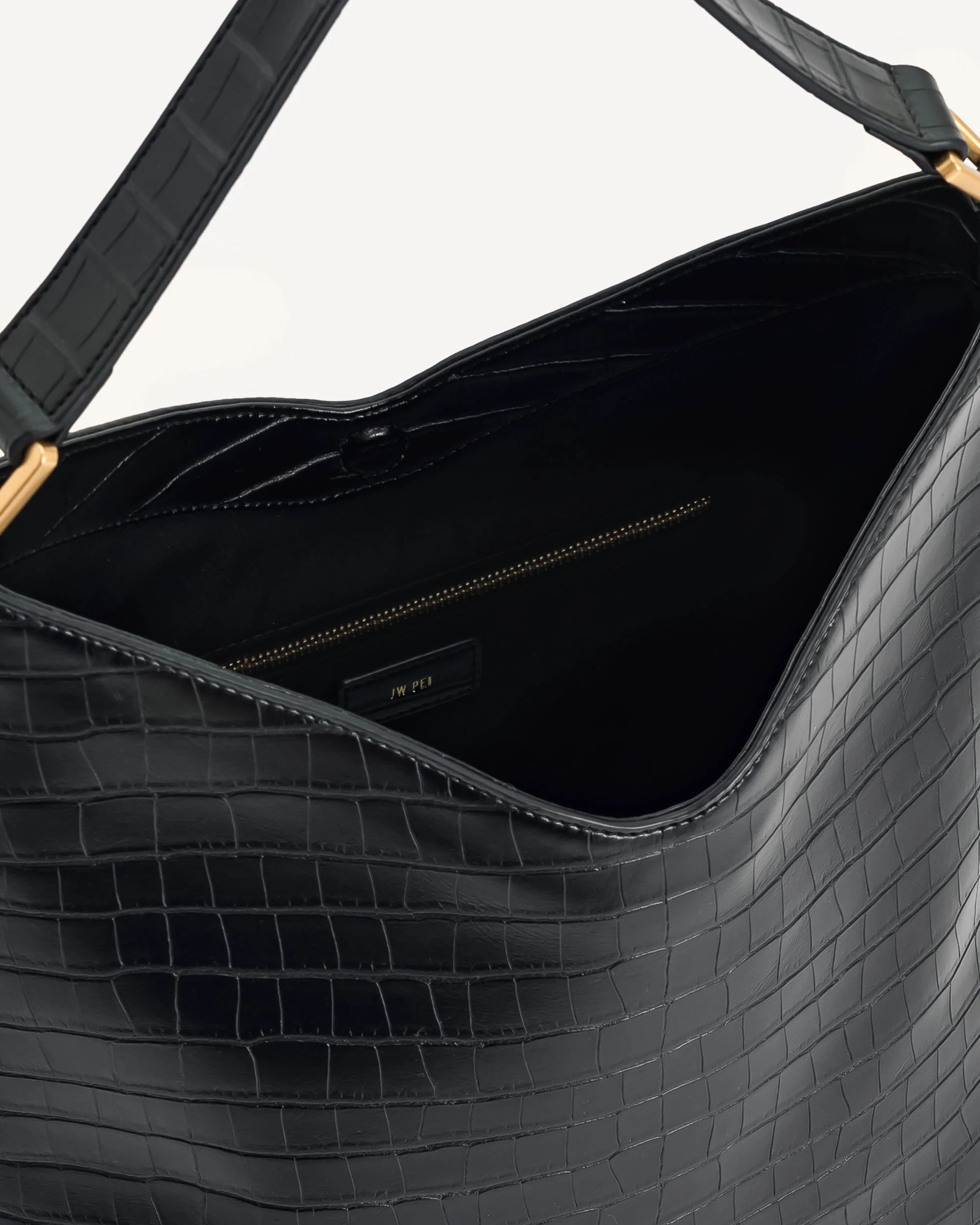 Aria Schultertasche – Schwarzes Krokodilleder-Design - Image 4