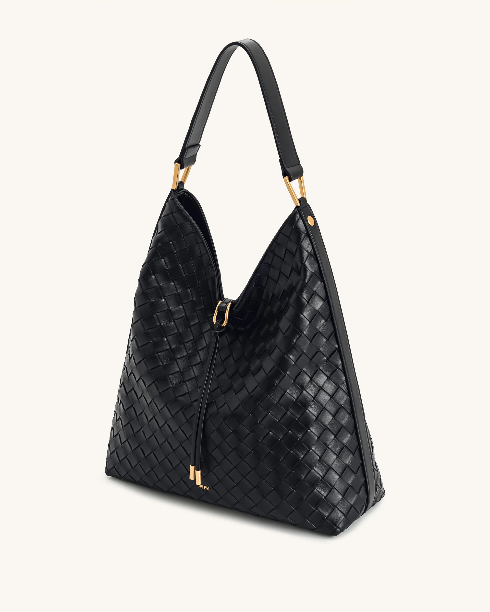 Aria Schultertasche mit gewebter Textur - Schwarz - Image 2