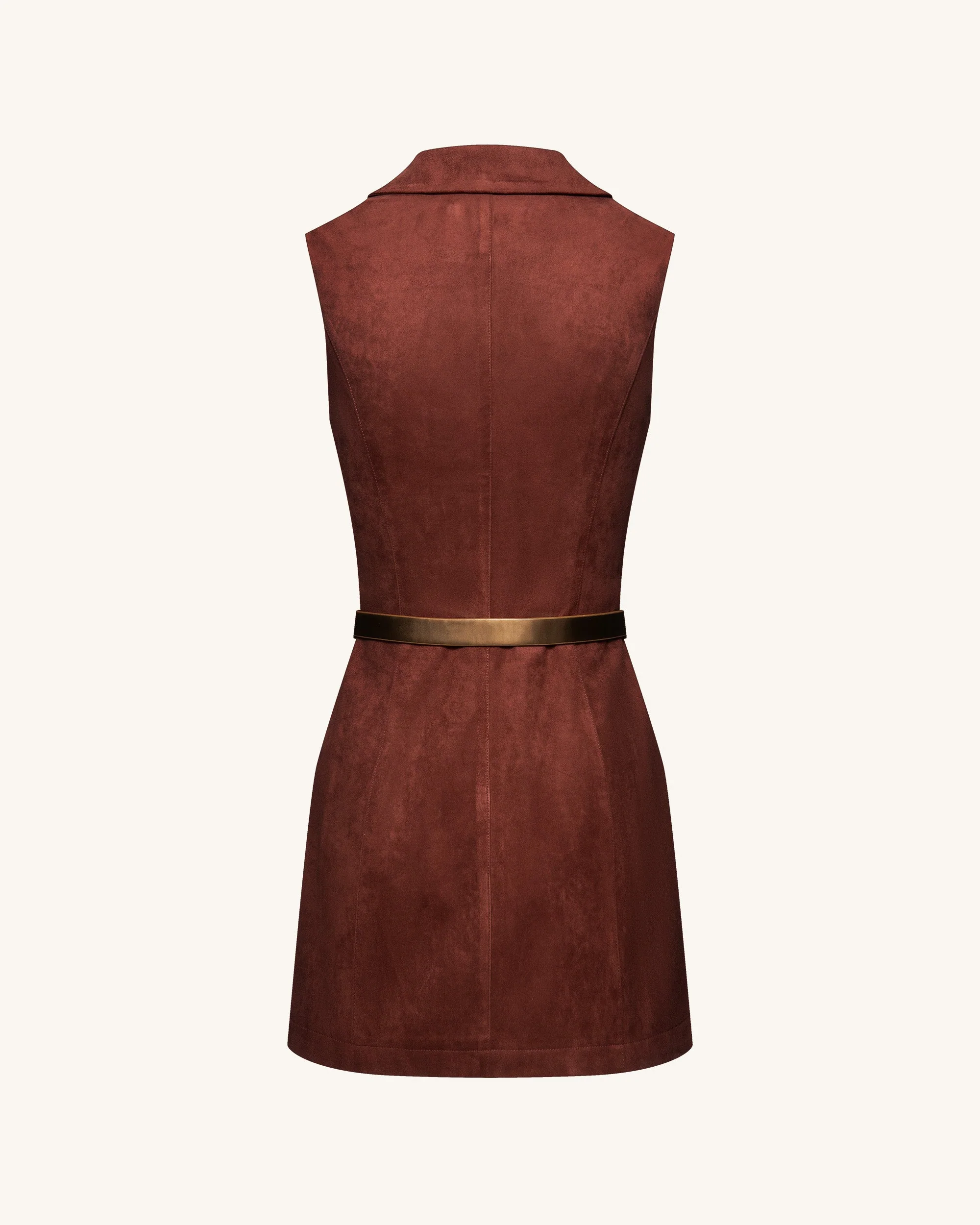 Ariana ärmelloses Wildleder-Minikleid - Burgunderrot - Image 5