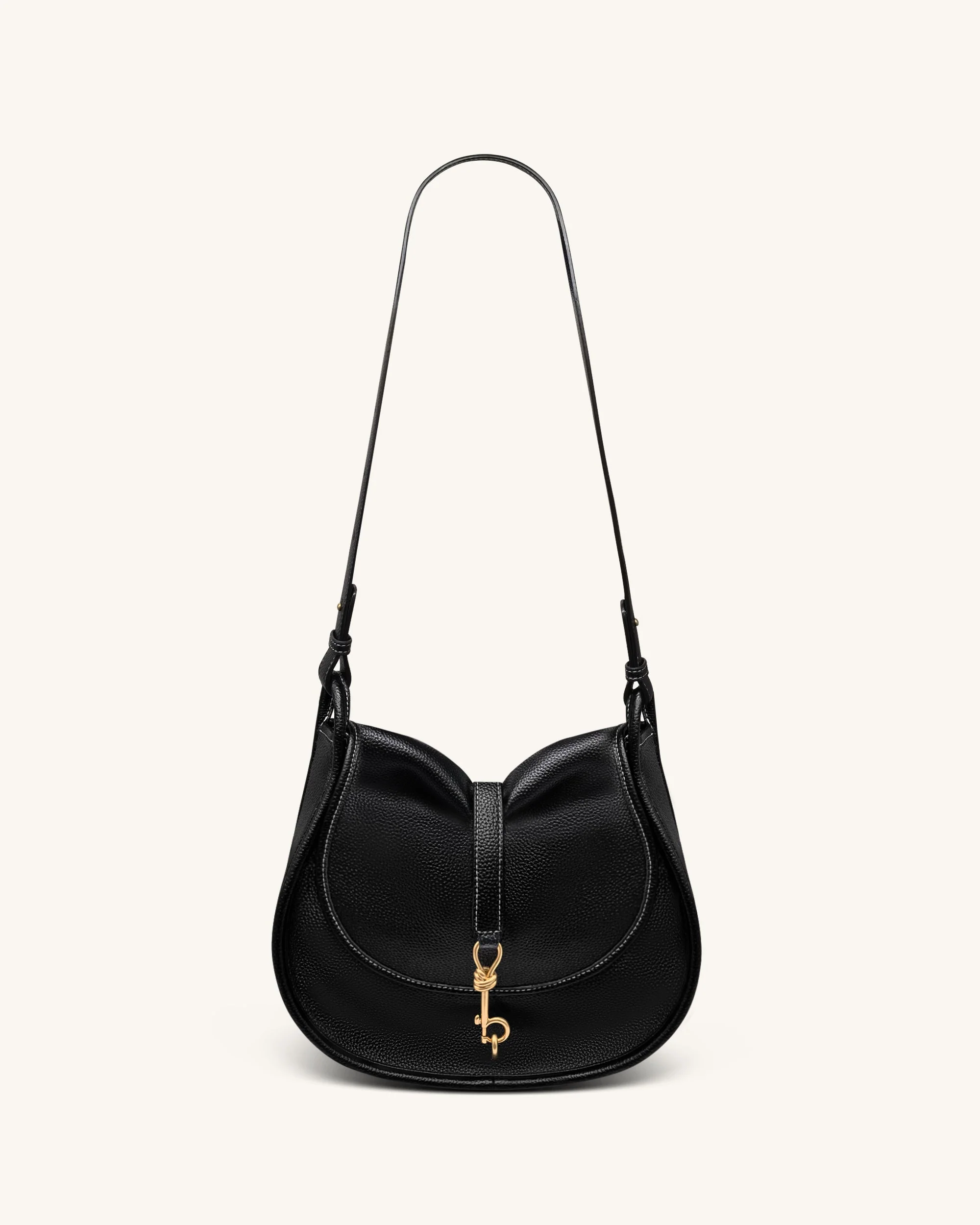 Arla Kleine Hobo-Tasche - Schwarzes genarbtes Leder - Image 2