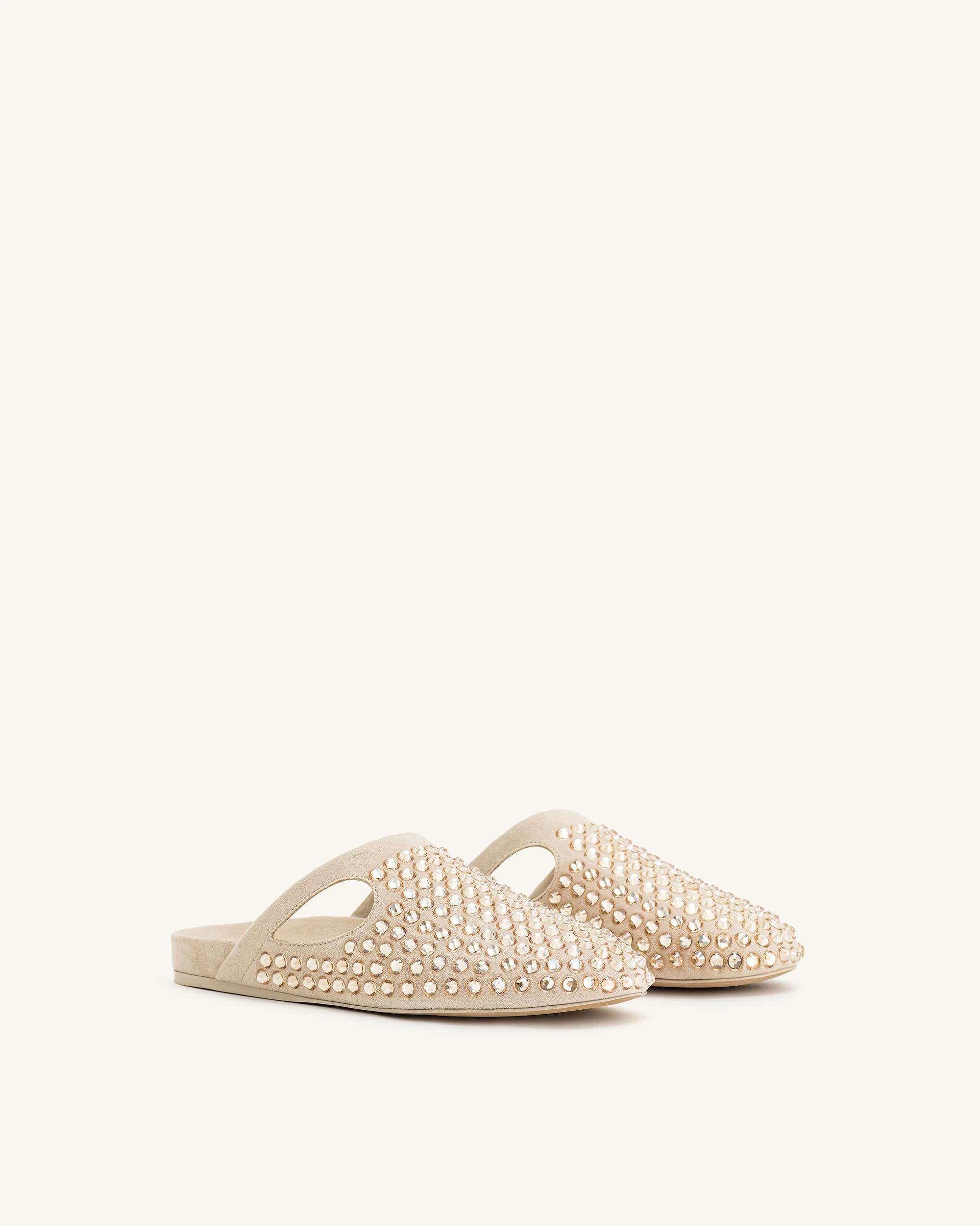Athena Flache Mules mit künstlichen Kristallen - Beige - Image 2