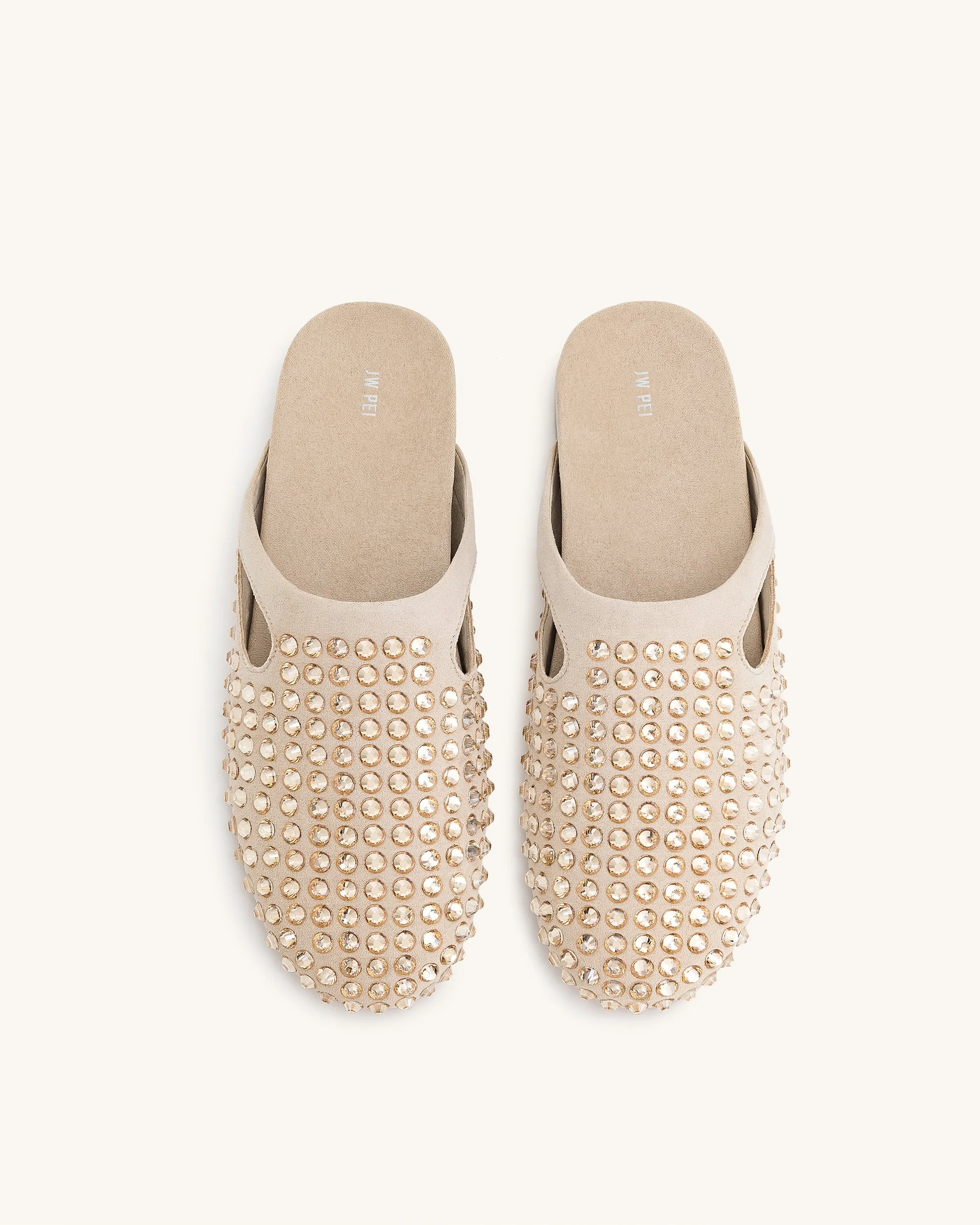 Athena Flache Mules mit künstlichen Kristallen - Beige - Image 3