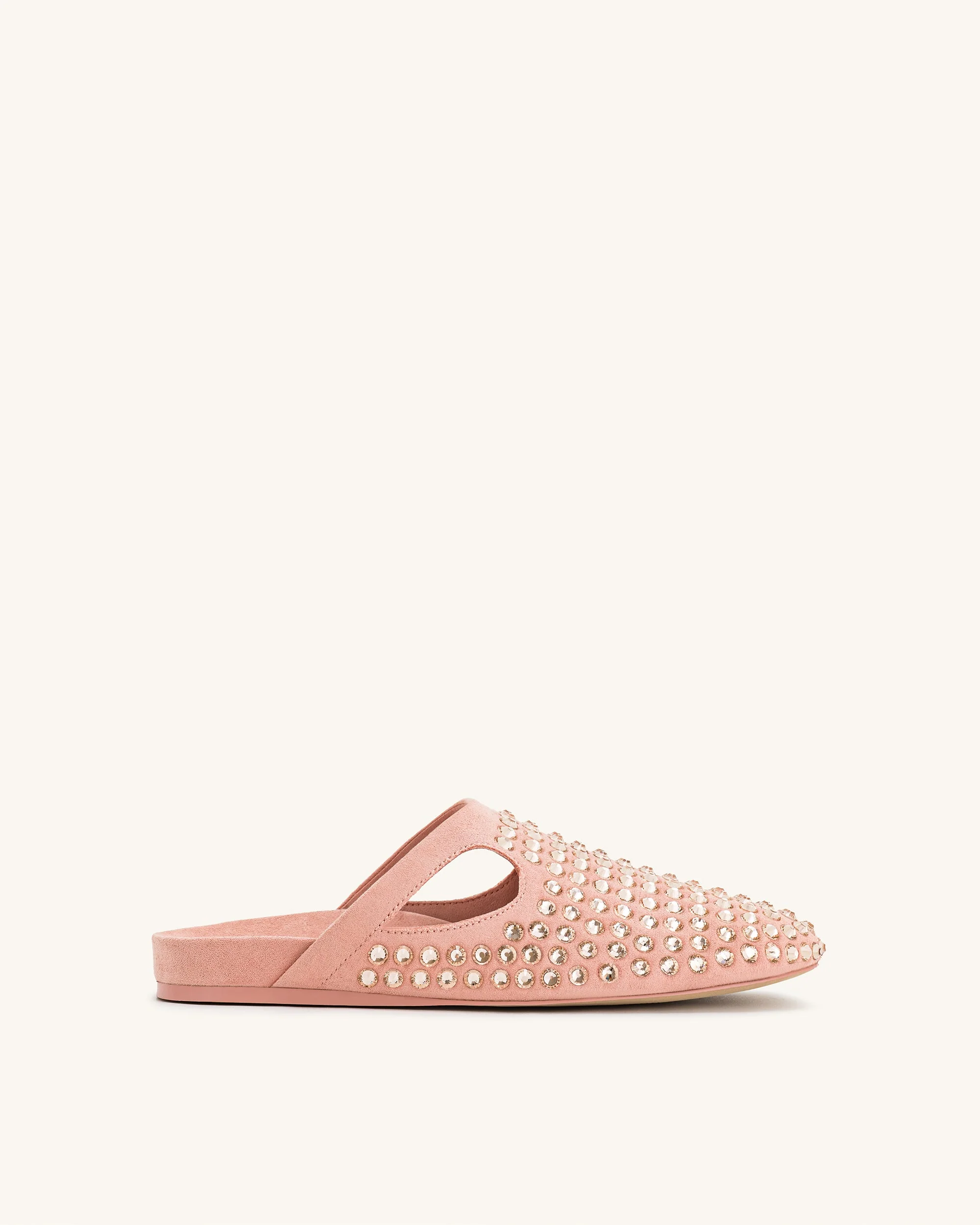 Athena Flache Mules mit künstlichen Kristallen - Rosa Beige
