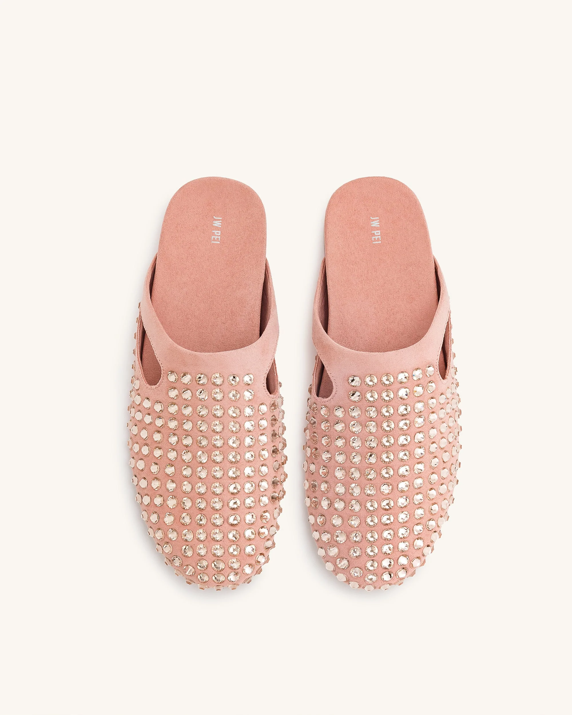 Athena Flache Mules mit künstlichen Kristallen - Rosa Beige - Image 3