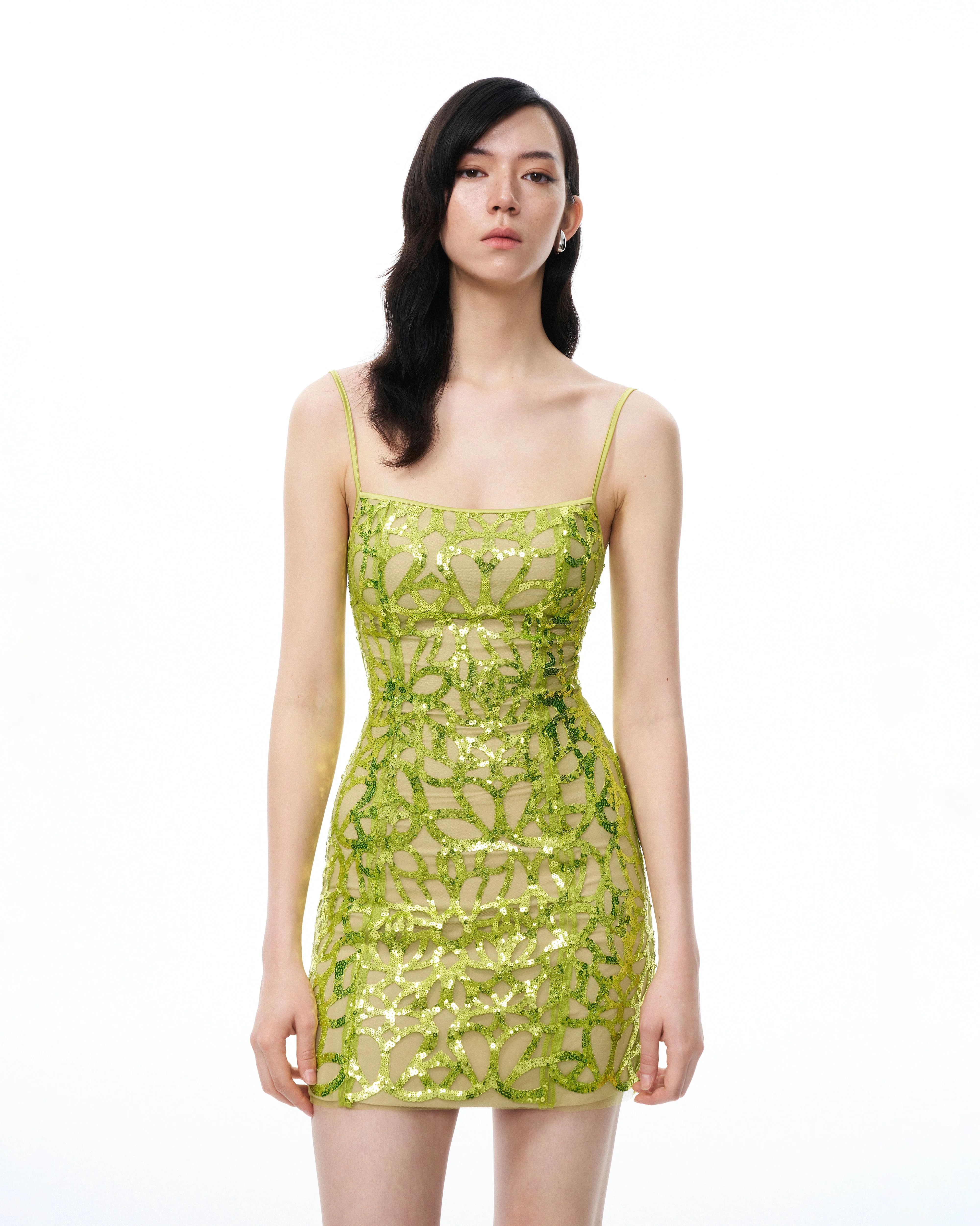 Aurelia Pailletten-Minikleid – Limettengrün - Image 4