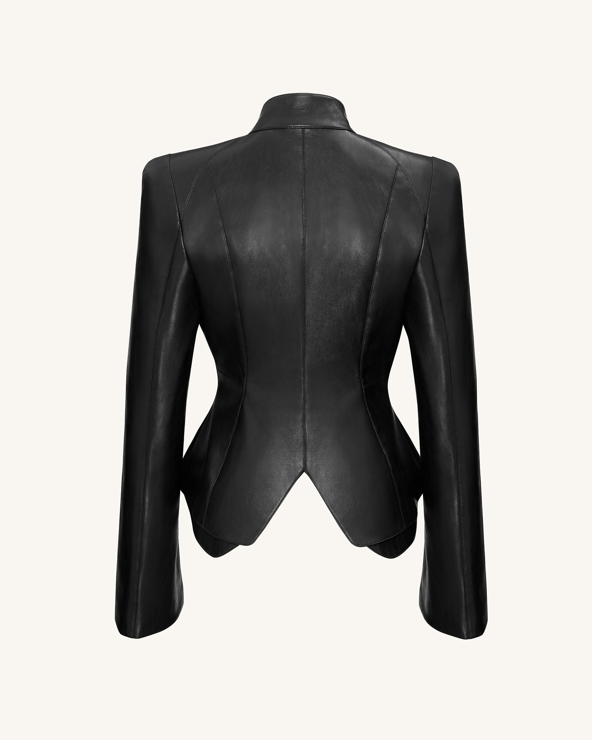 Herbst Metallic Muschel PU Jacke - Schwarz - Image 4