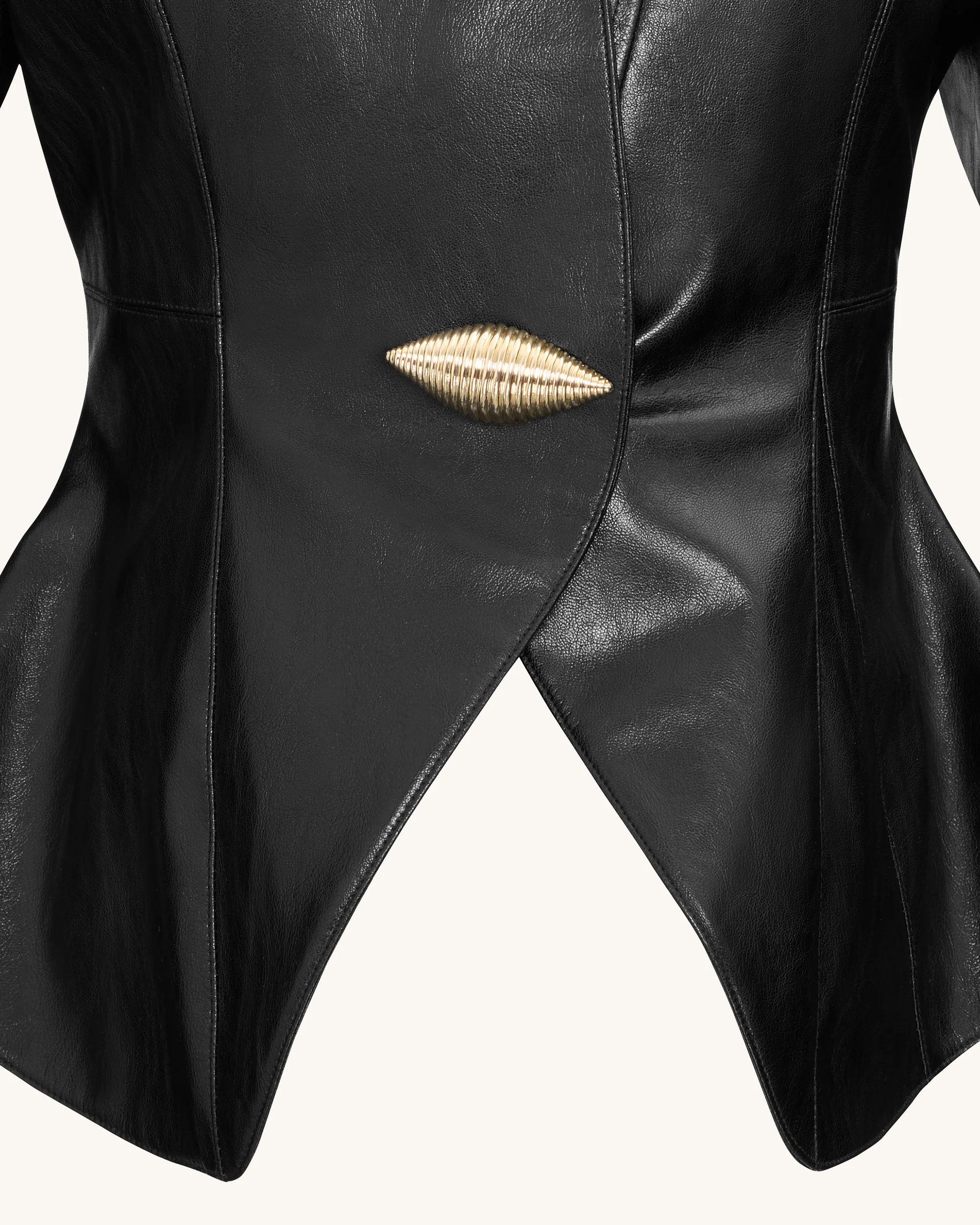 Herbst Metallic Muschel PU Jacke - Schwarz - Image 5