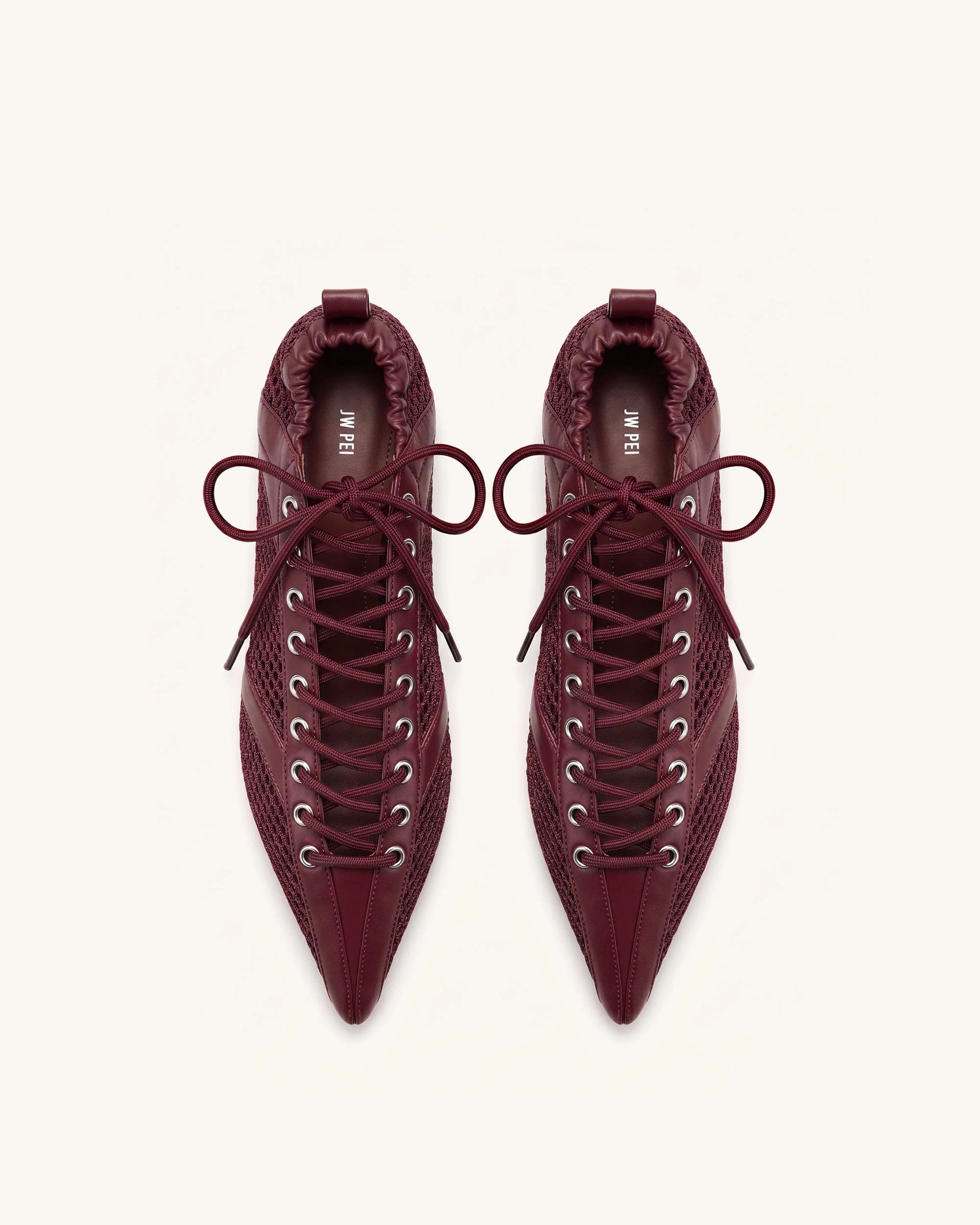 Ava Schnürschuhe aus Mesh - Burgunderrot - Image 3