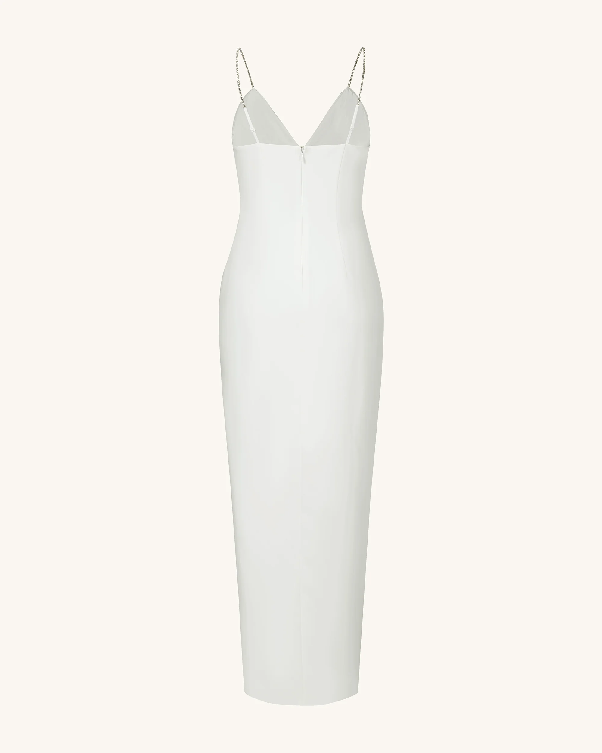 Ayliua Silbernes langes Kleid mit Herzausschnitt und Strassverzierung - Weiß - Image 4