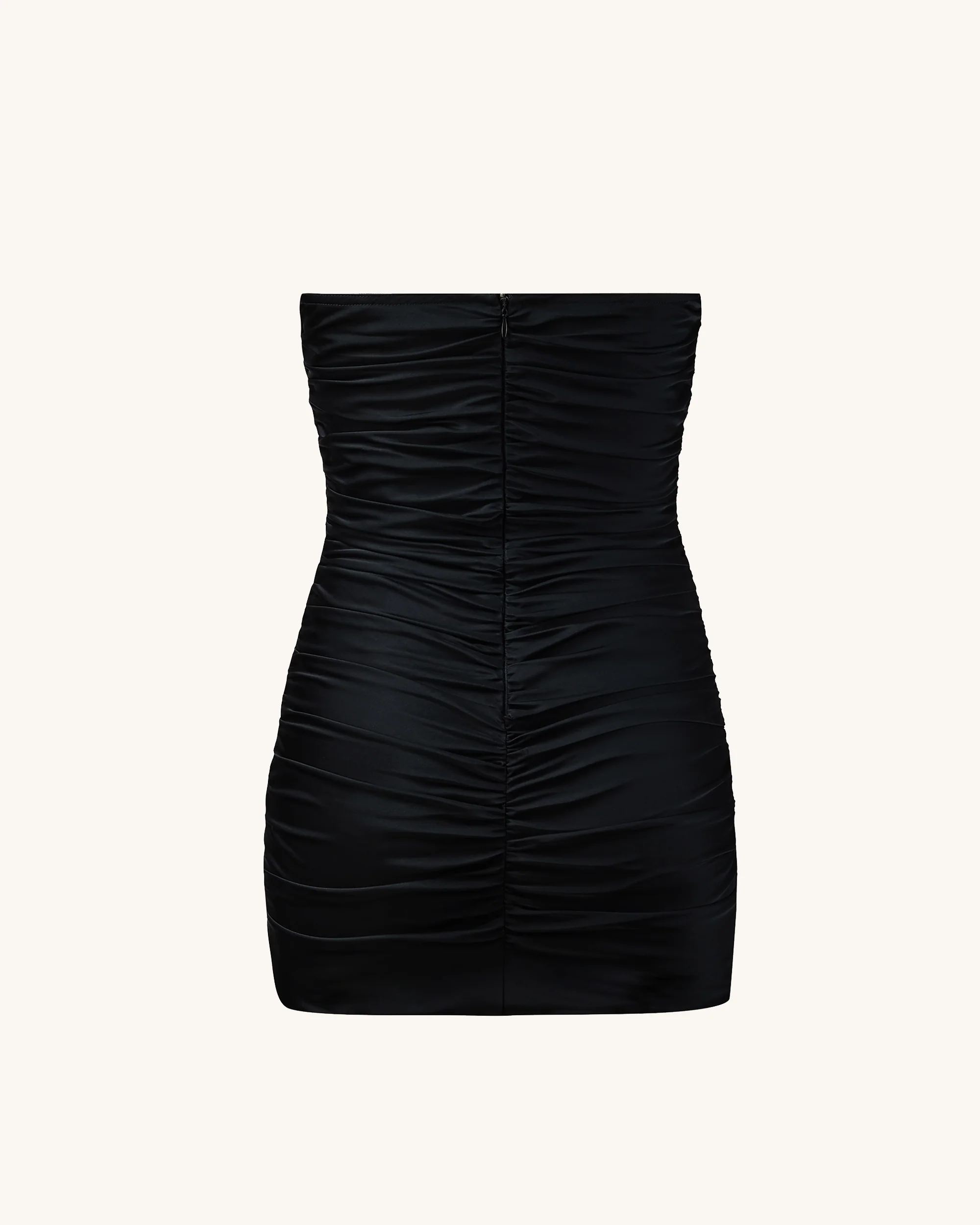 Bailee Schwarzes Tube-Minikleid mit Blumenapplikationen und Raffung - Schwarz - Image 3