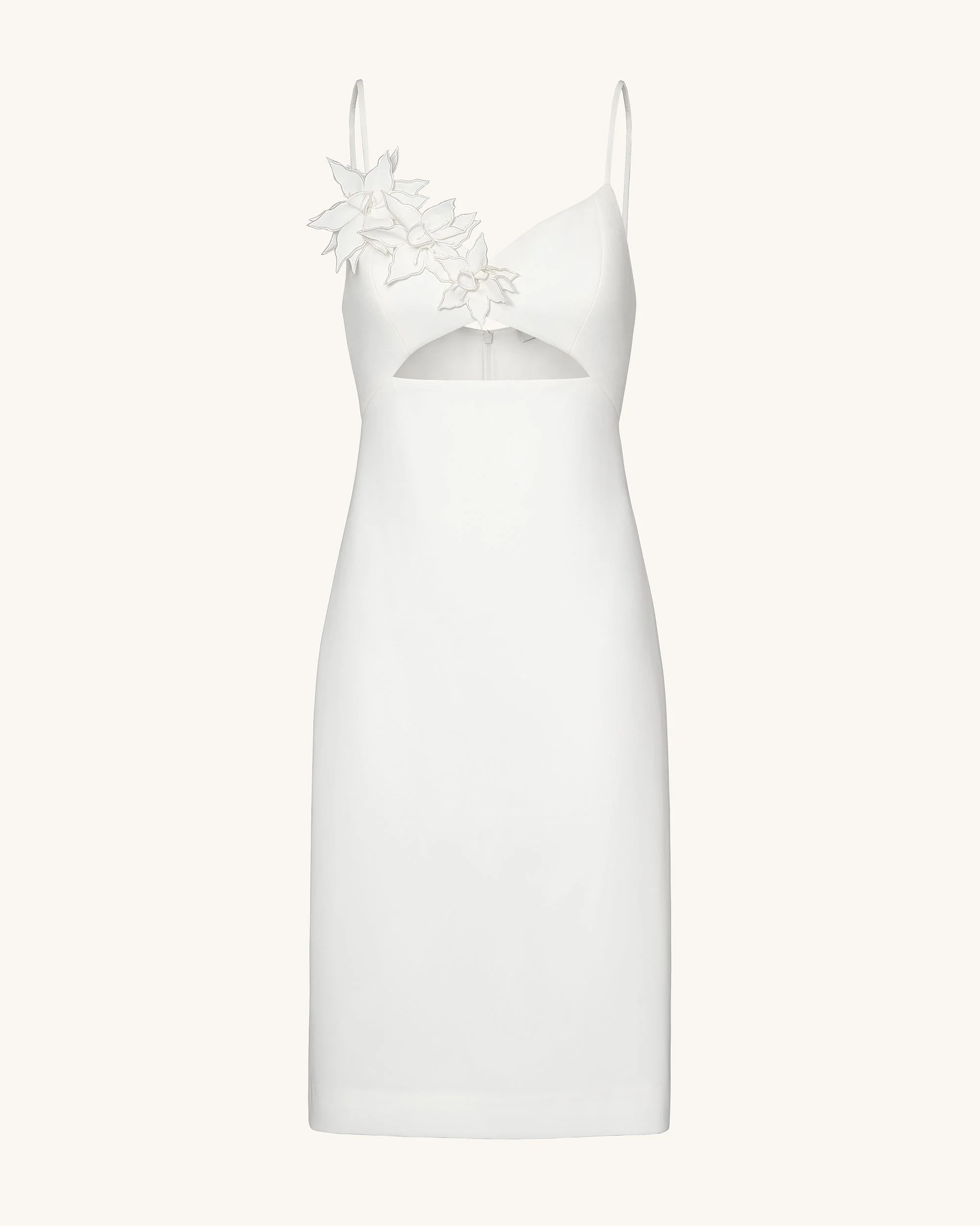 Bloom-Cut Kontur Kleid - Weiß - Image 3