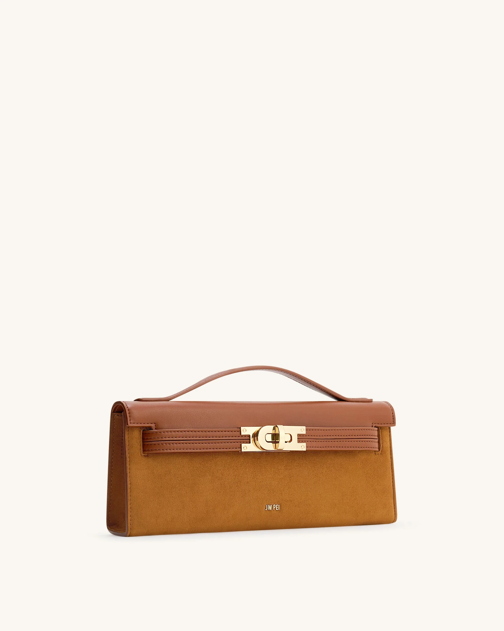 Bria Strukturierte Handtasche mit oberem Griff aus Kunst-Wildleder – Braun - Image 2