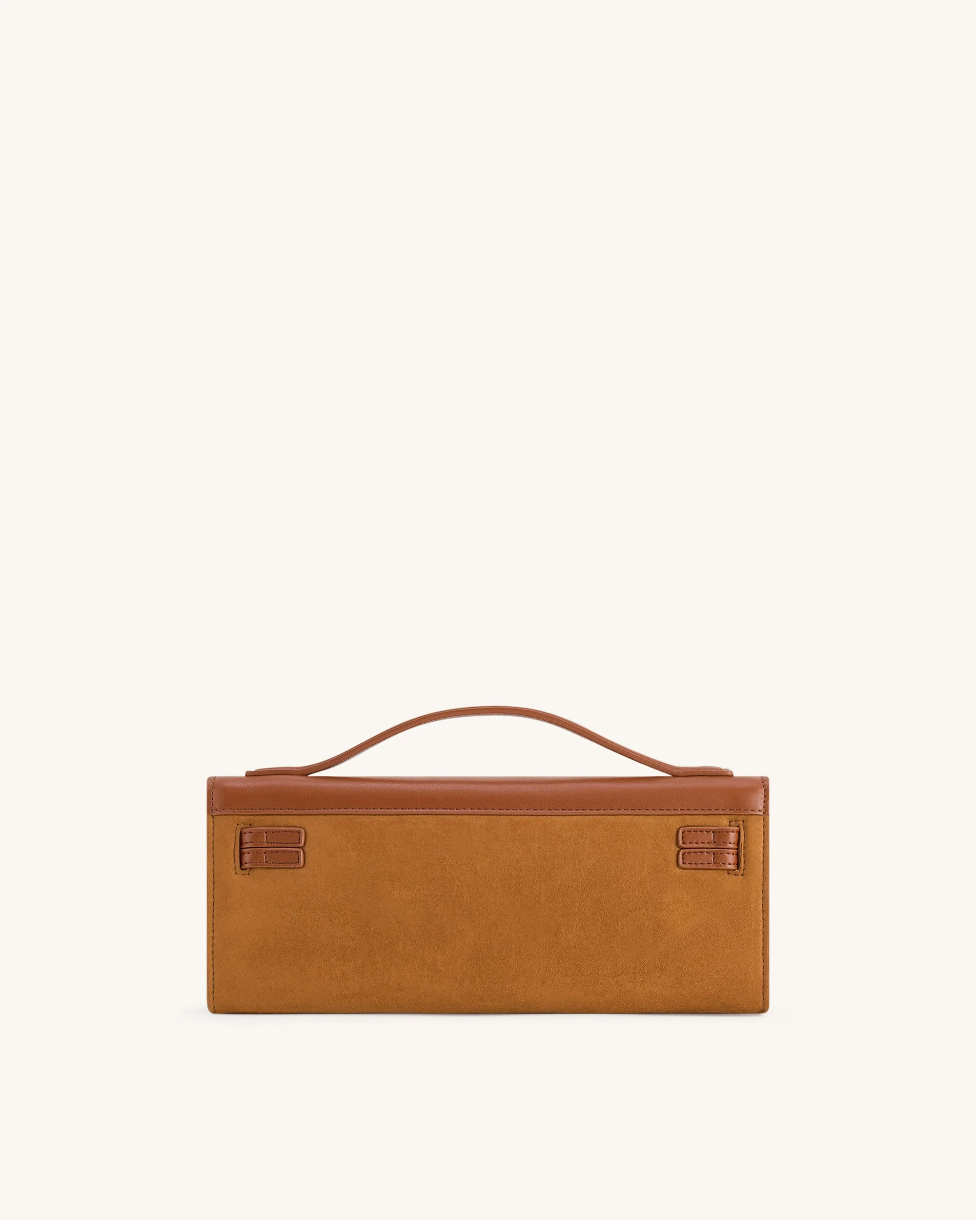 Bria Strukturierte Handtasche mit oberem Griff aus Kunst-Wildleder – Braun - Image 3
