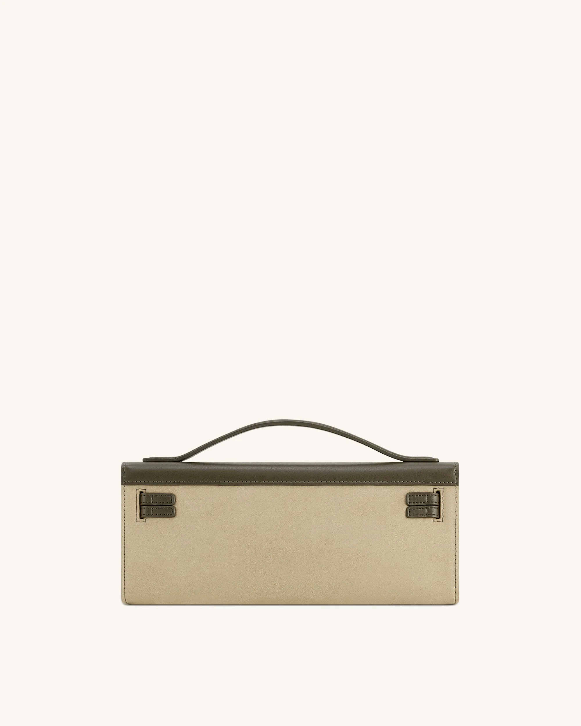 Bria Strukturierte Handtasche mit oberem Griff aus Kunst-Wildleder – Dunkles Olivgrün - Image 3