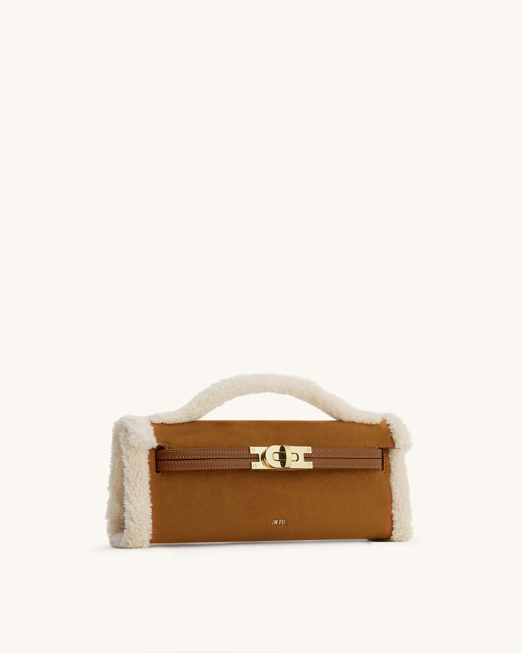 Bria Strukturierte Handtasche mit oberem Griff aus Kunst-Wildleder – Gelbbraun - Image 2