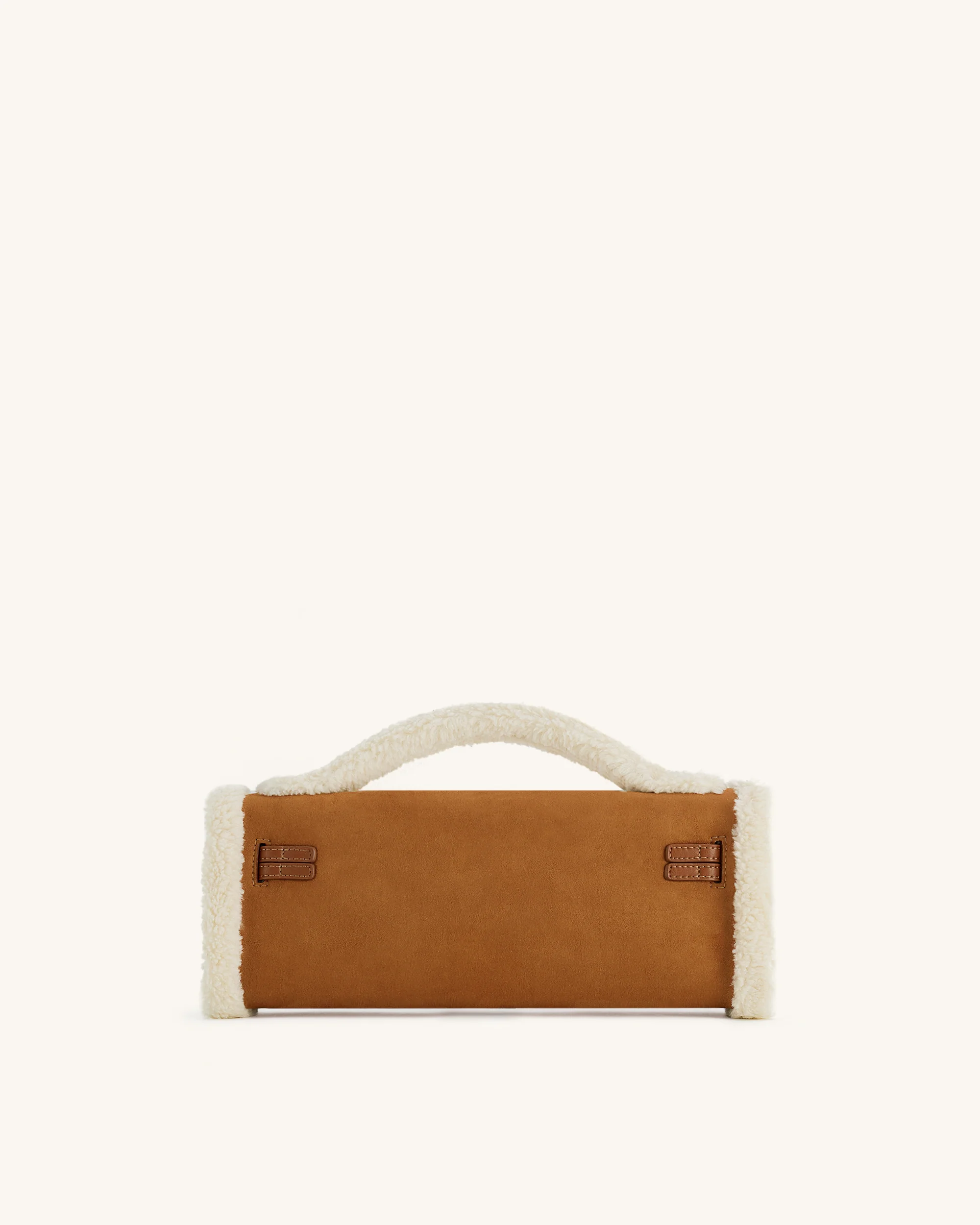 Bria Strukturierte Handtasche mit oberem Griff aus Kunst-Wildleder – Gelbbraun - Image 3