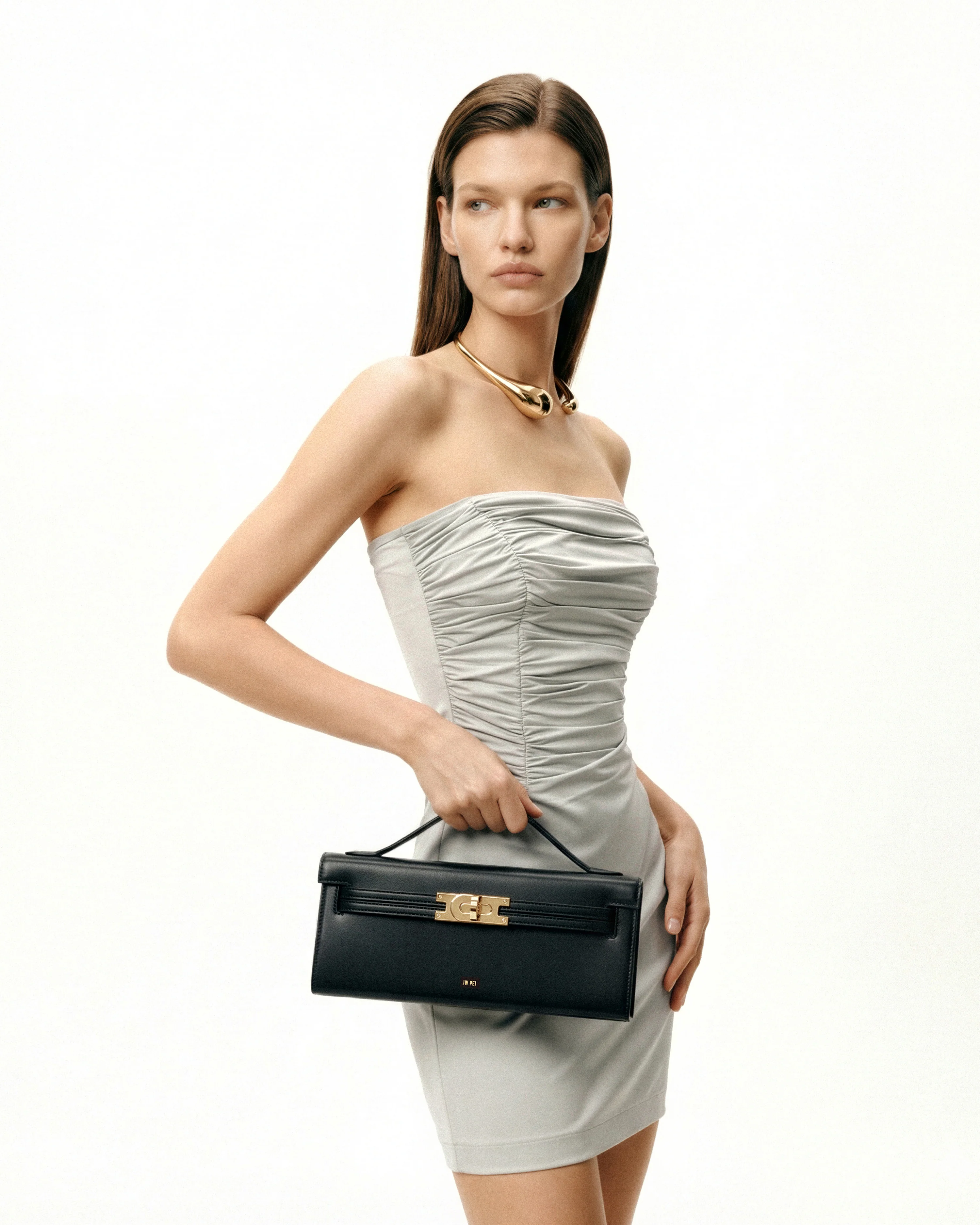 Bria Strukturierte Tasche mit oberem Griff – Schwarz - Image 2