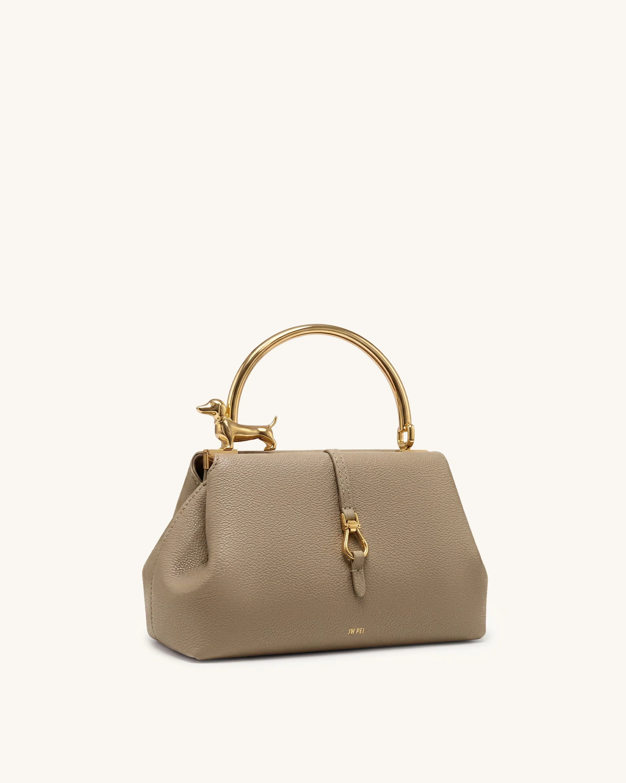 Bruna Dackel-Metallgriff Henkeltasche - Hellbraun - Image 2