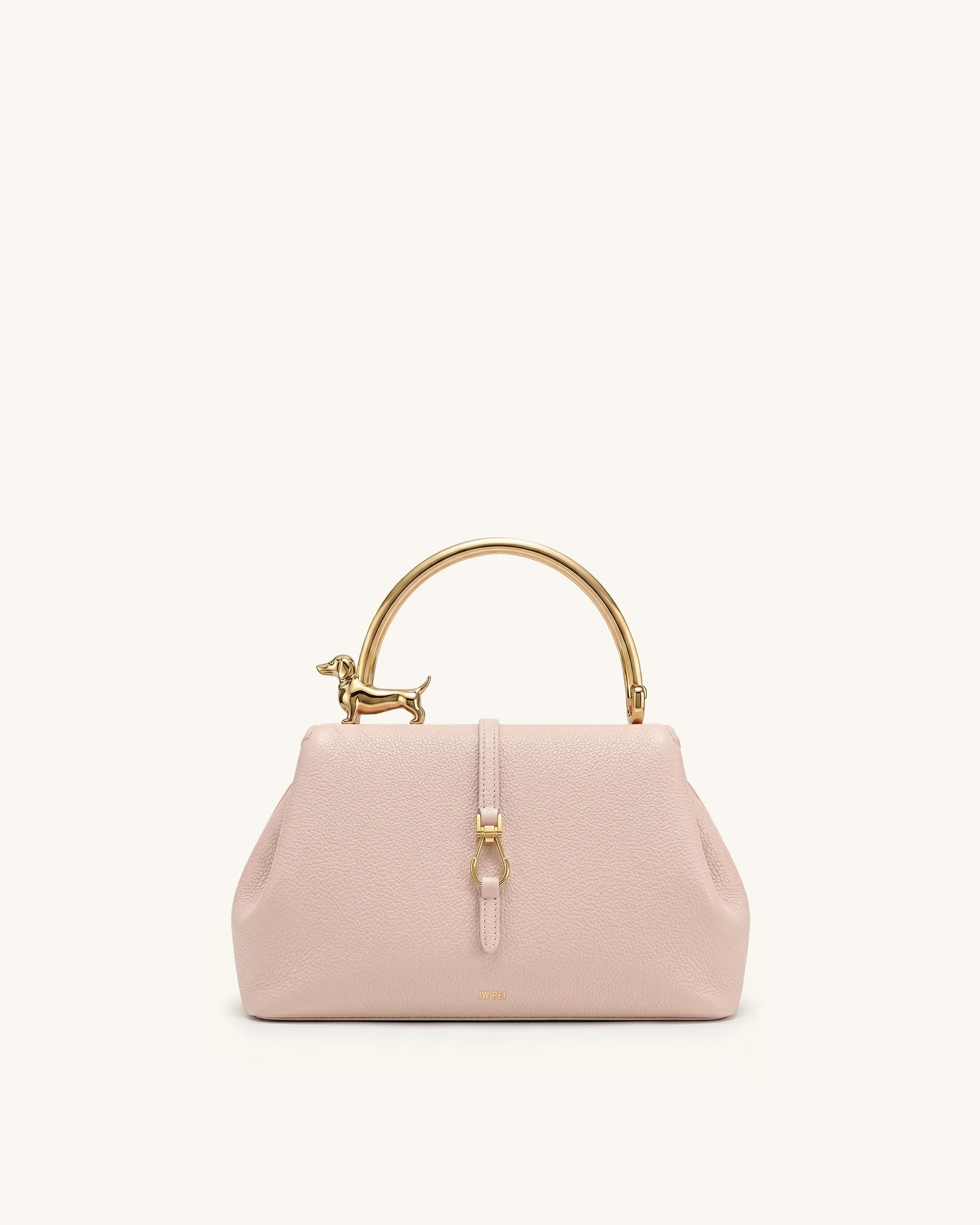 Bruna Henkeltasche mit Dackel-Metallgriff - Hellrosa