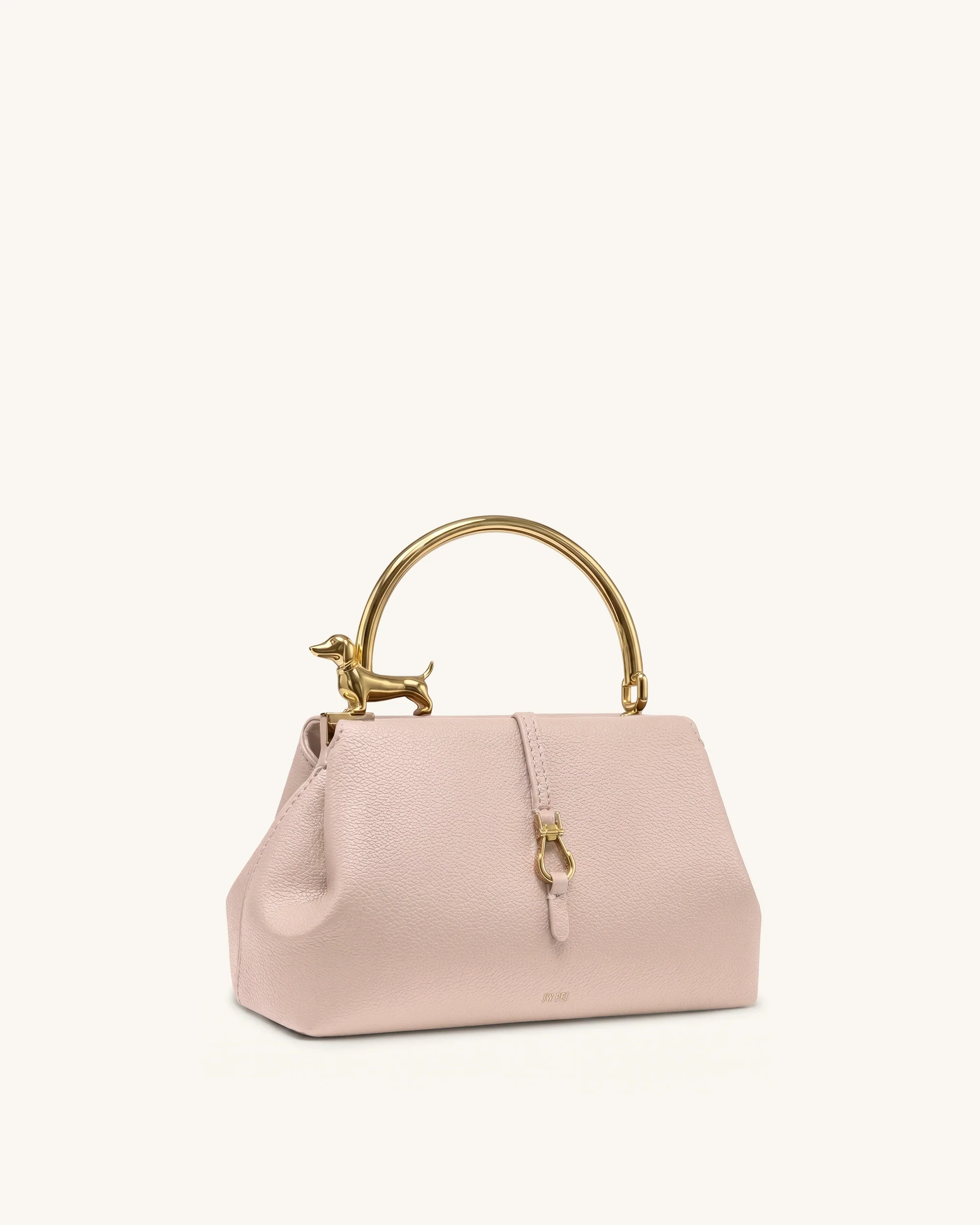 Bruna Henkeltasche mit Dackel-Metallgriff - Hellrosa - Image 2