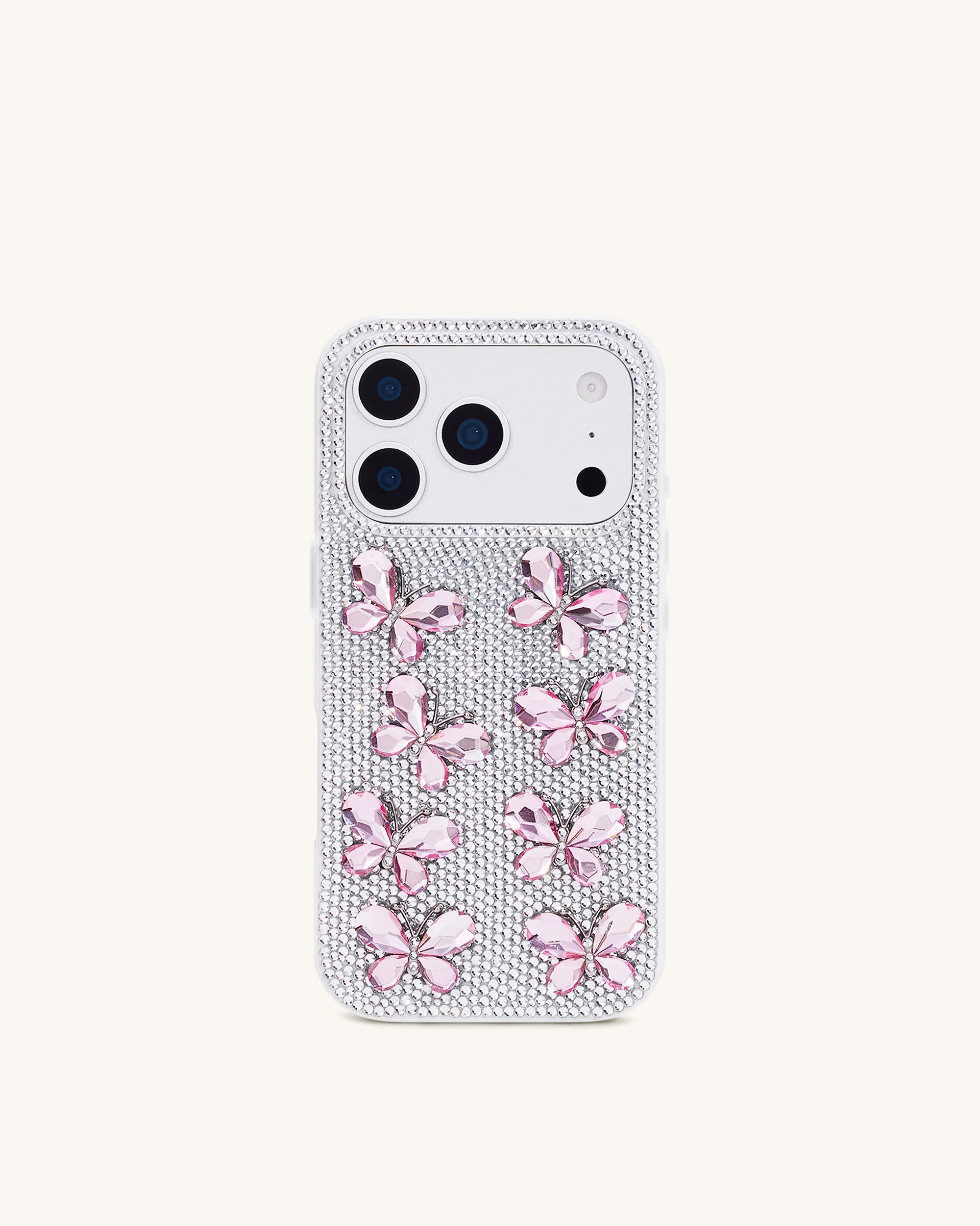 Schmetterling-Handyhülle mit Strass – Weiß
