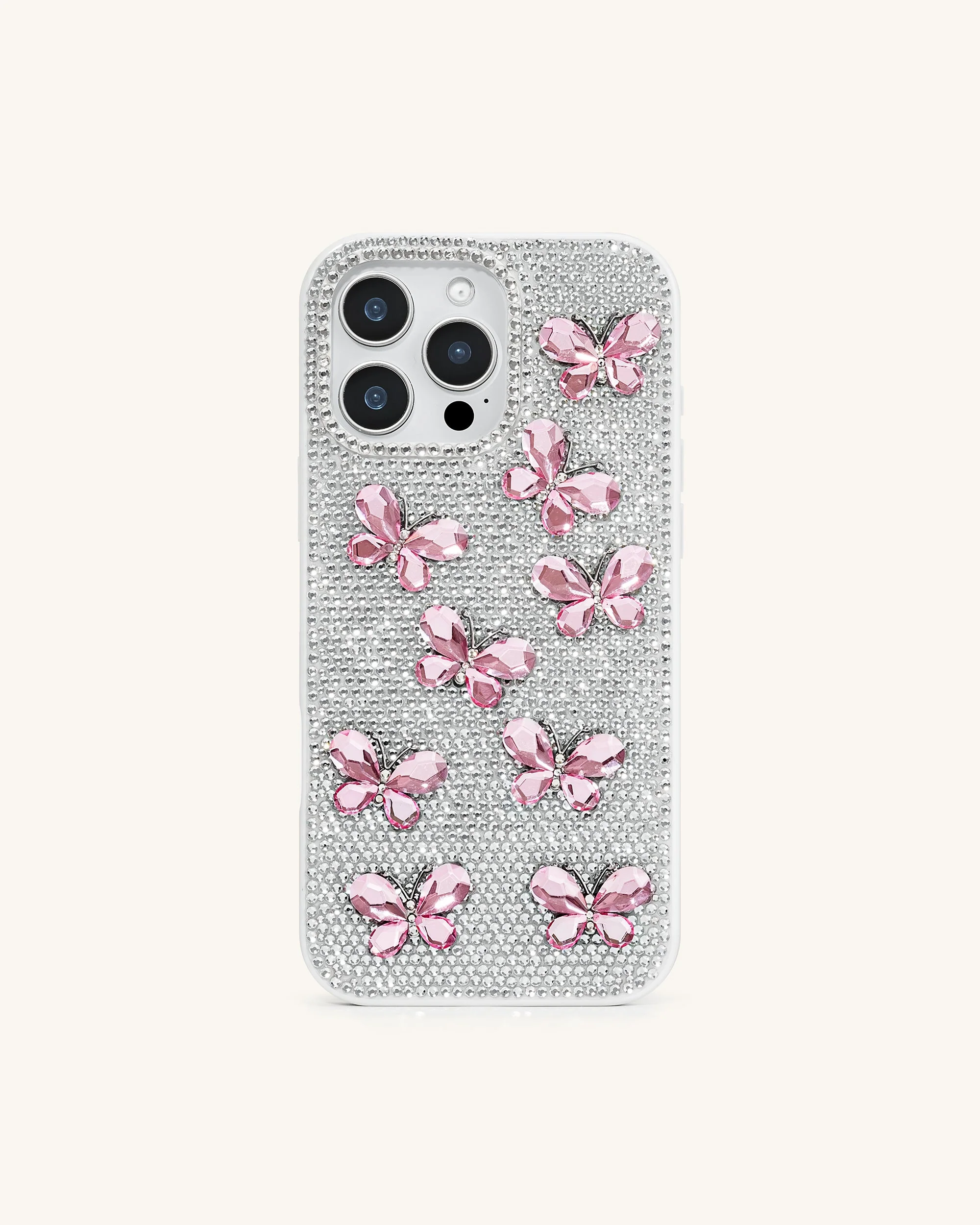 Schmetterling-Handyhülle mit Strass – Weiß - Image 2