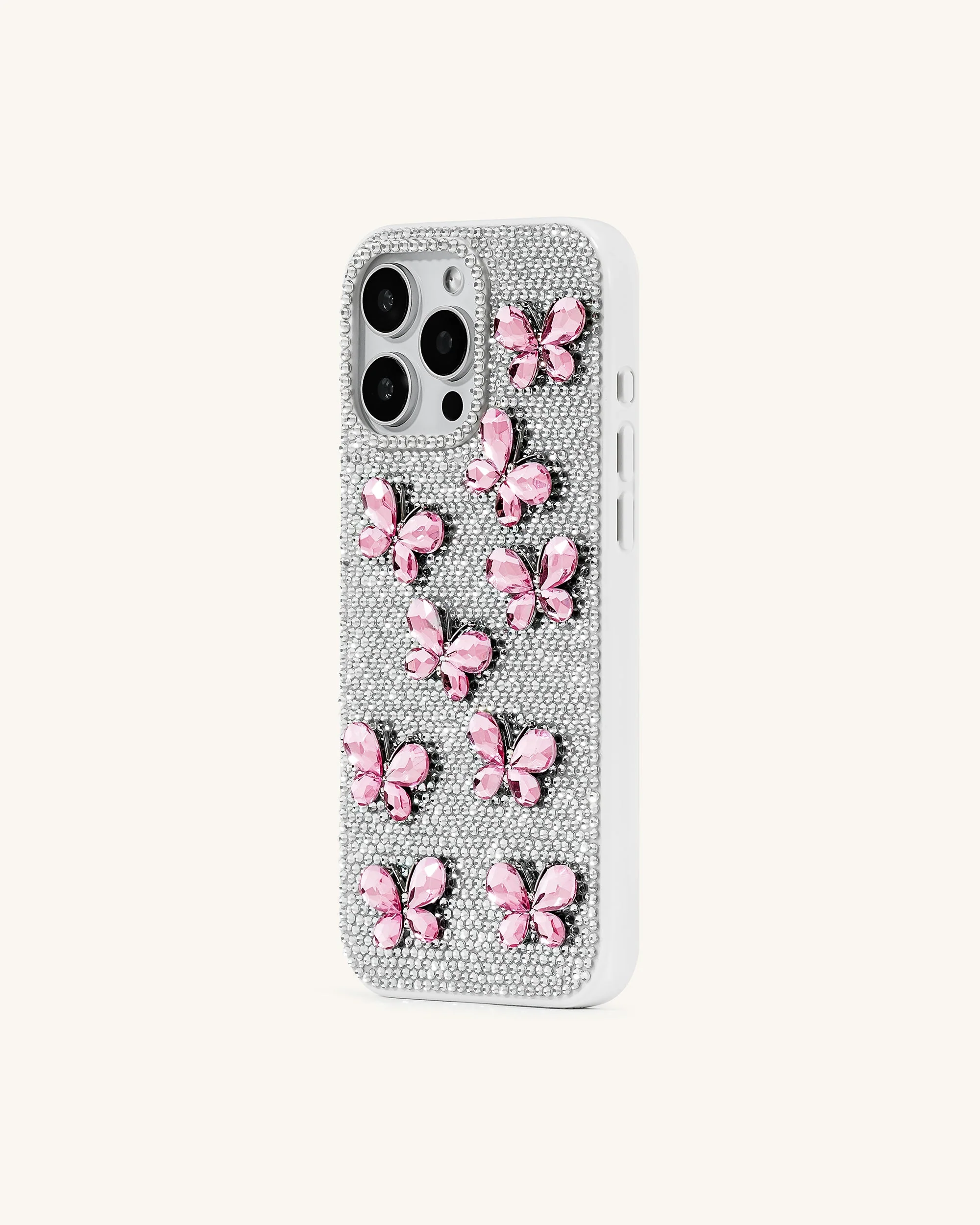 Schmetterling-Handyhülle mit Strass – Weiß - Image 3