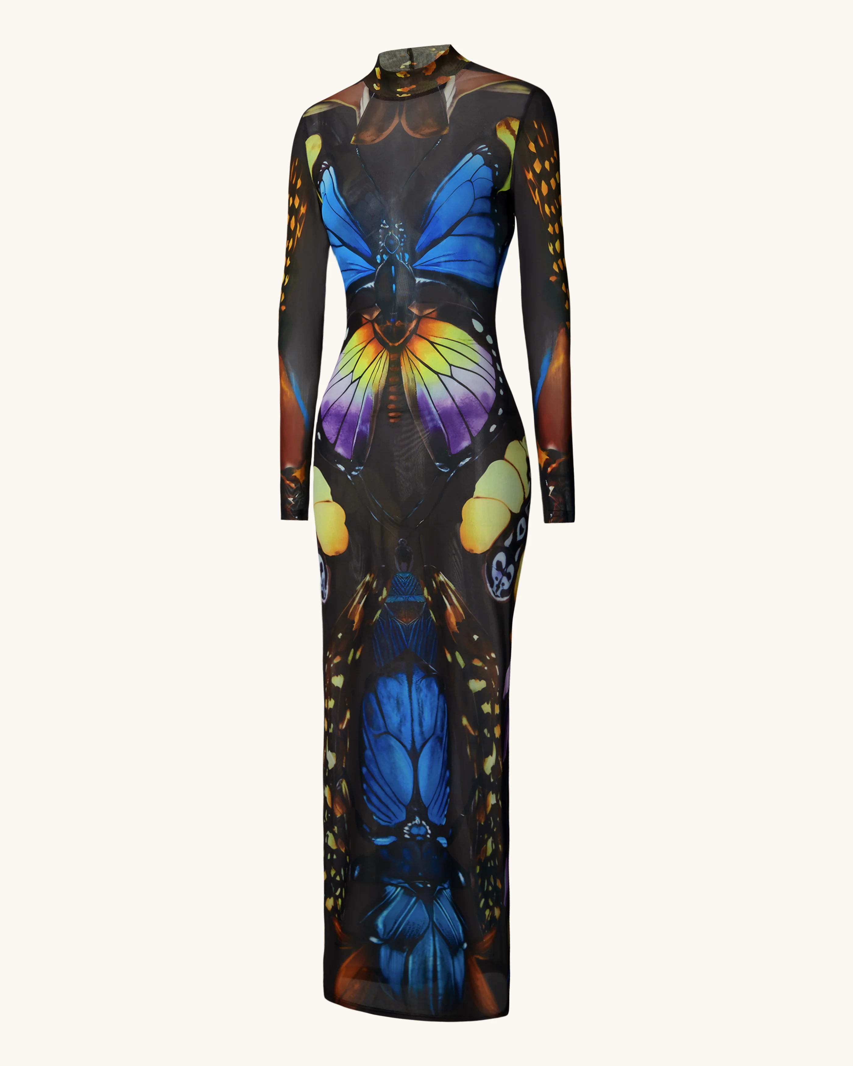 Schmetterlings-Mesh-Maxikleid – Mehrfarbig - Image 3