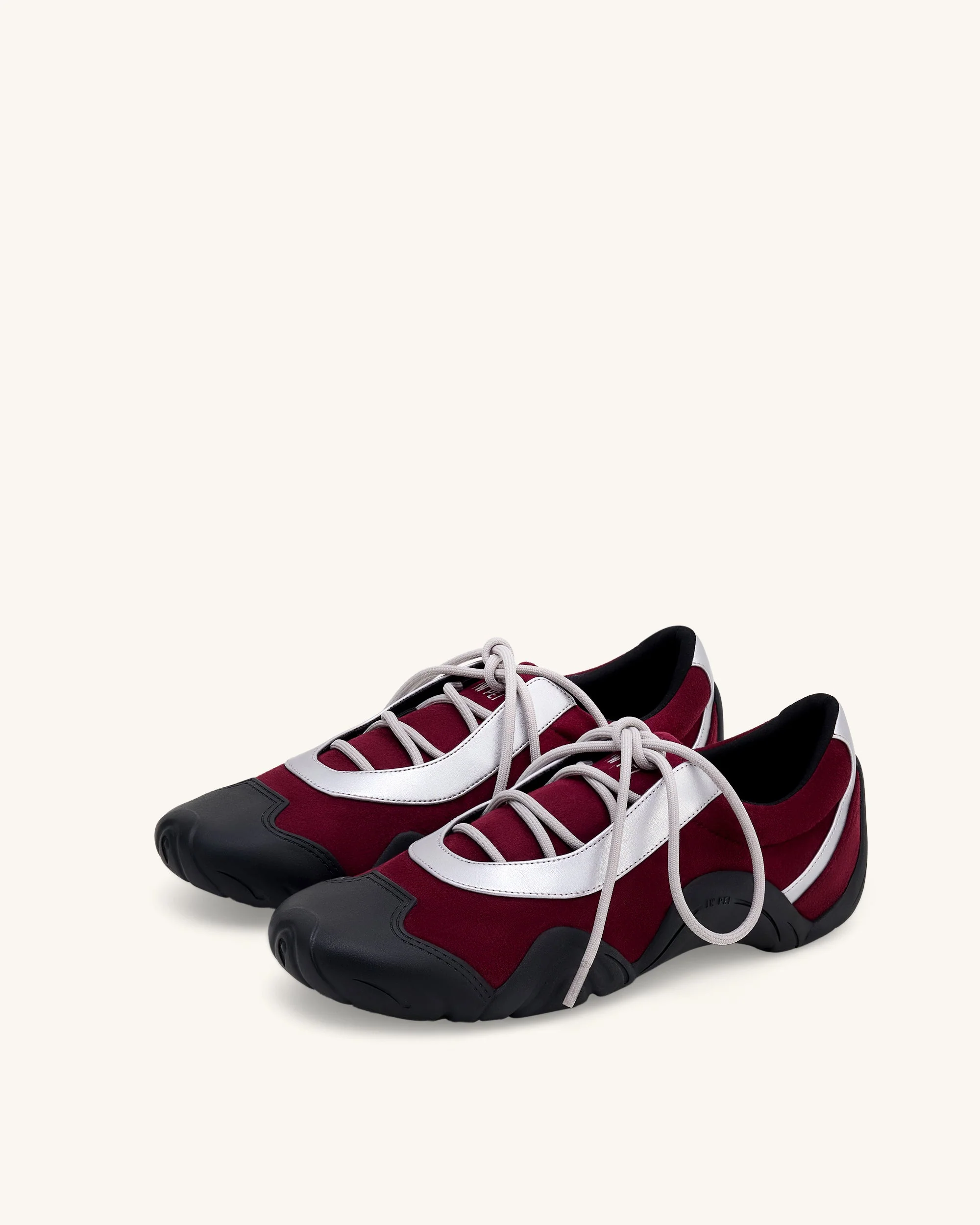 Caitlin Kunstwildleder-Schnürballerina-Sneaker - Bordeaux & Hellgrau - Image 3
