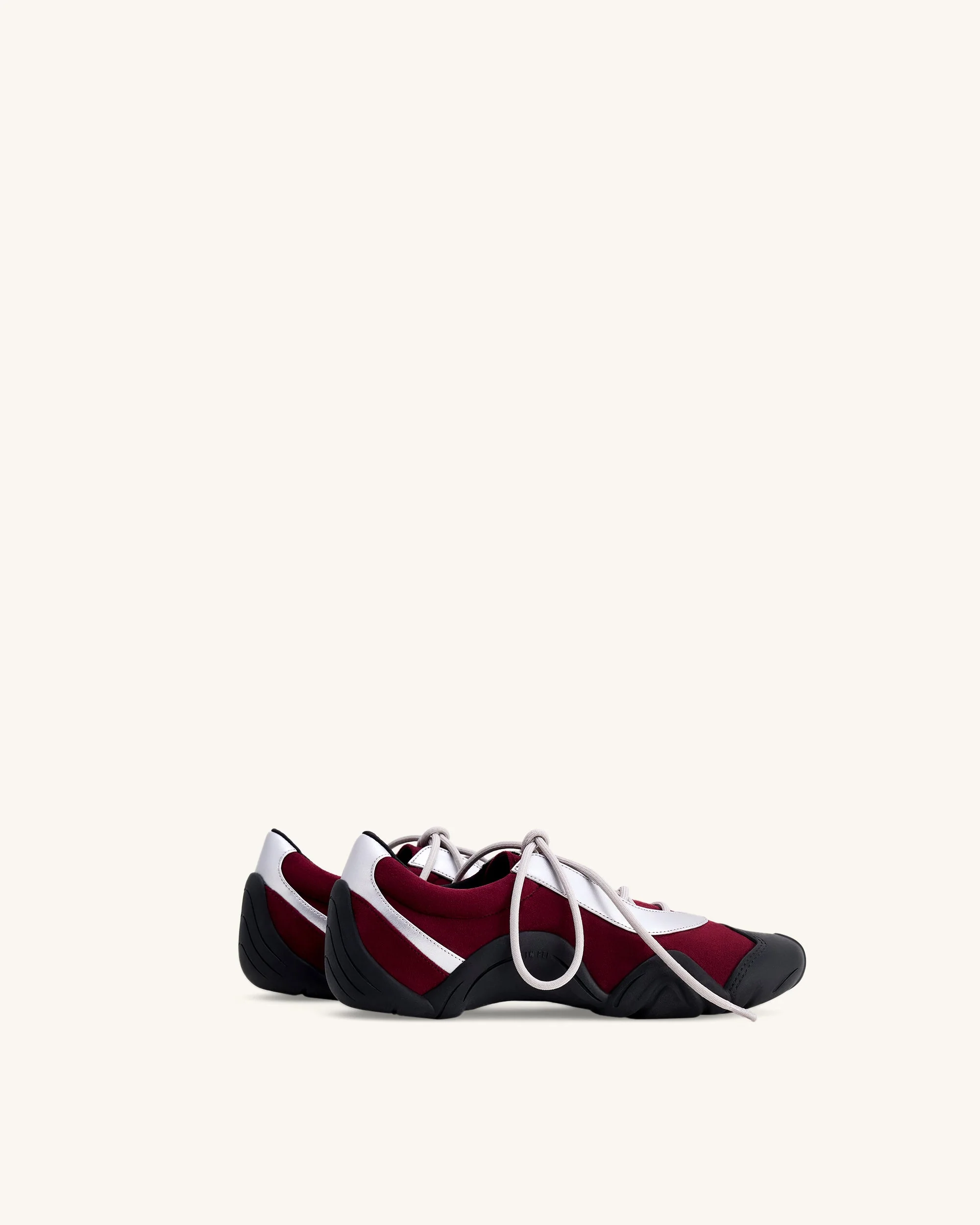 Caitlin Kunstwildleder-Schnürballerina-Sneaker - Bordeaux & Hellgrau - Image 5
