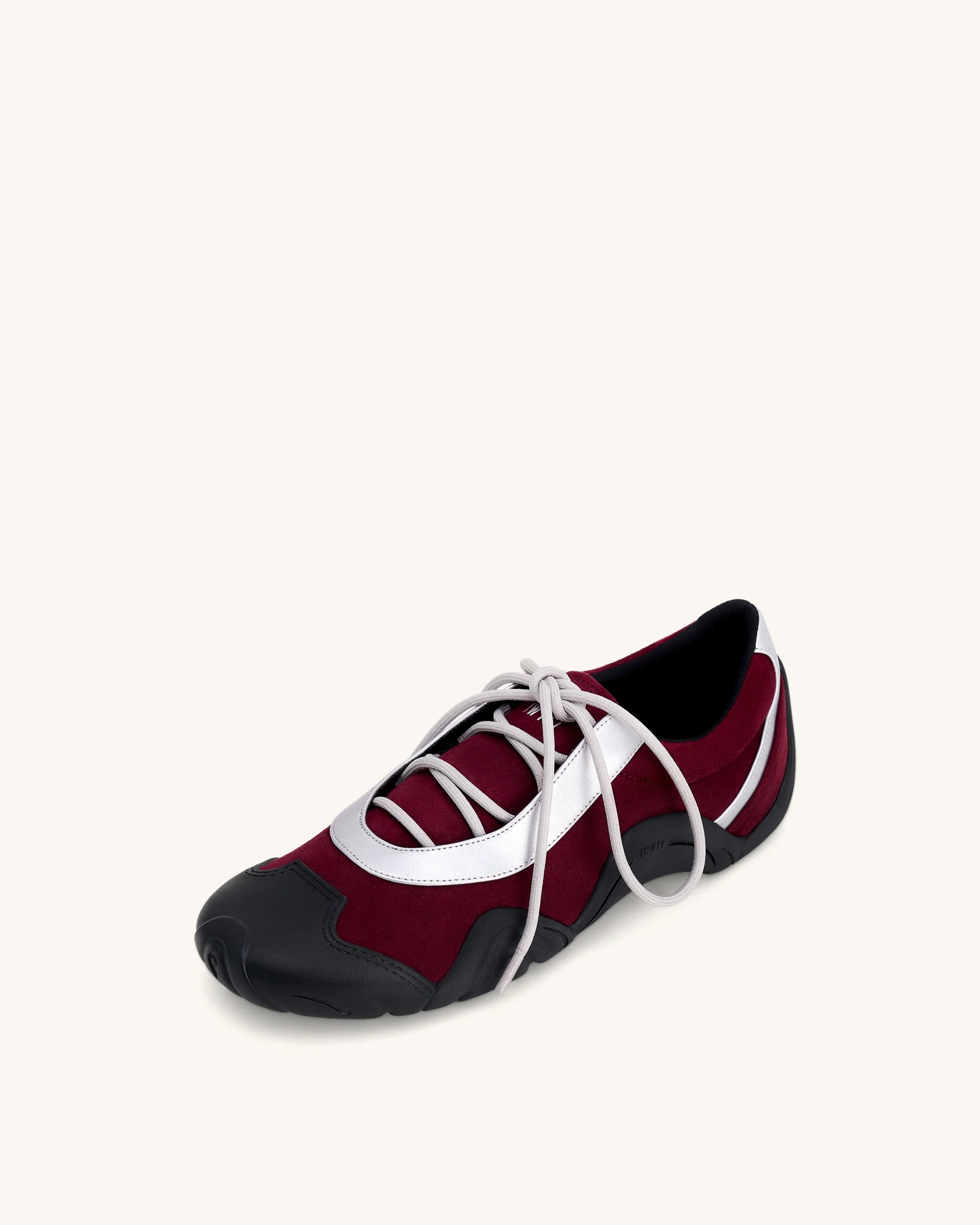 Caitlin Kunstwildleder-Schnürballerina-Sneaker - Bordeaux & Hellgrau - Image 6