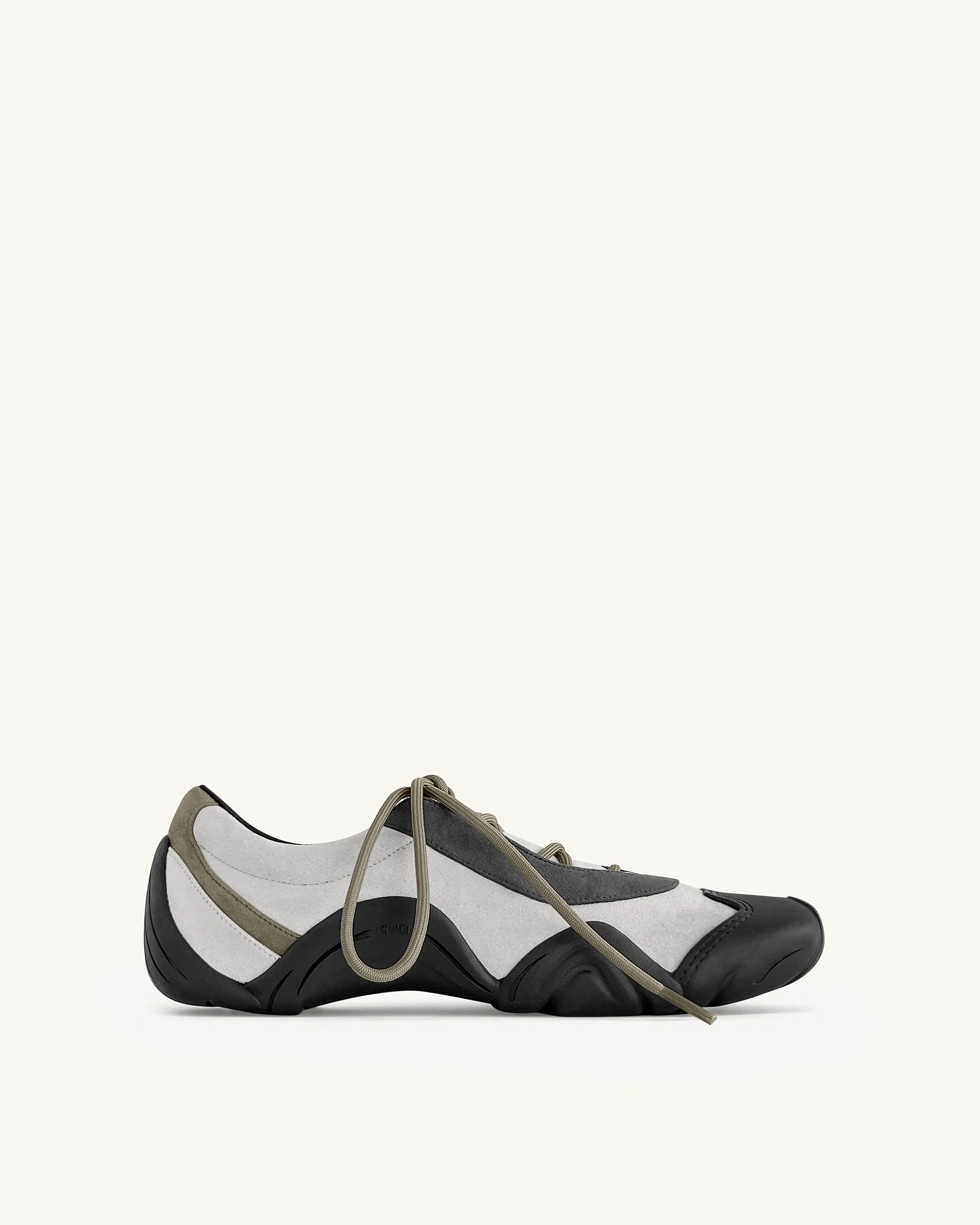 Caitlin Kunstwildleder-Schnürballerina-Sneaker - Grau-Mix